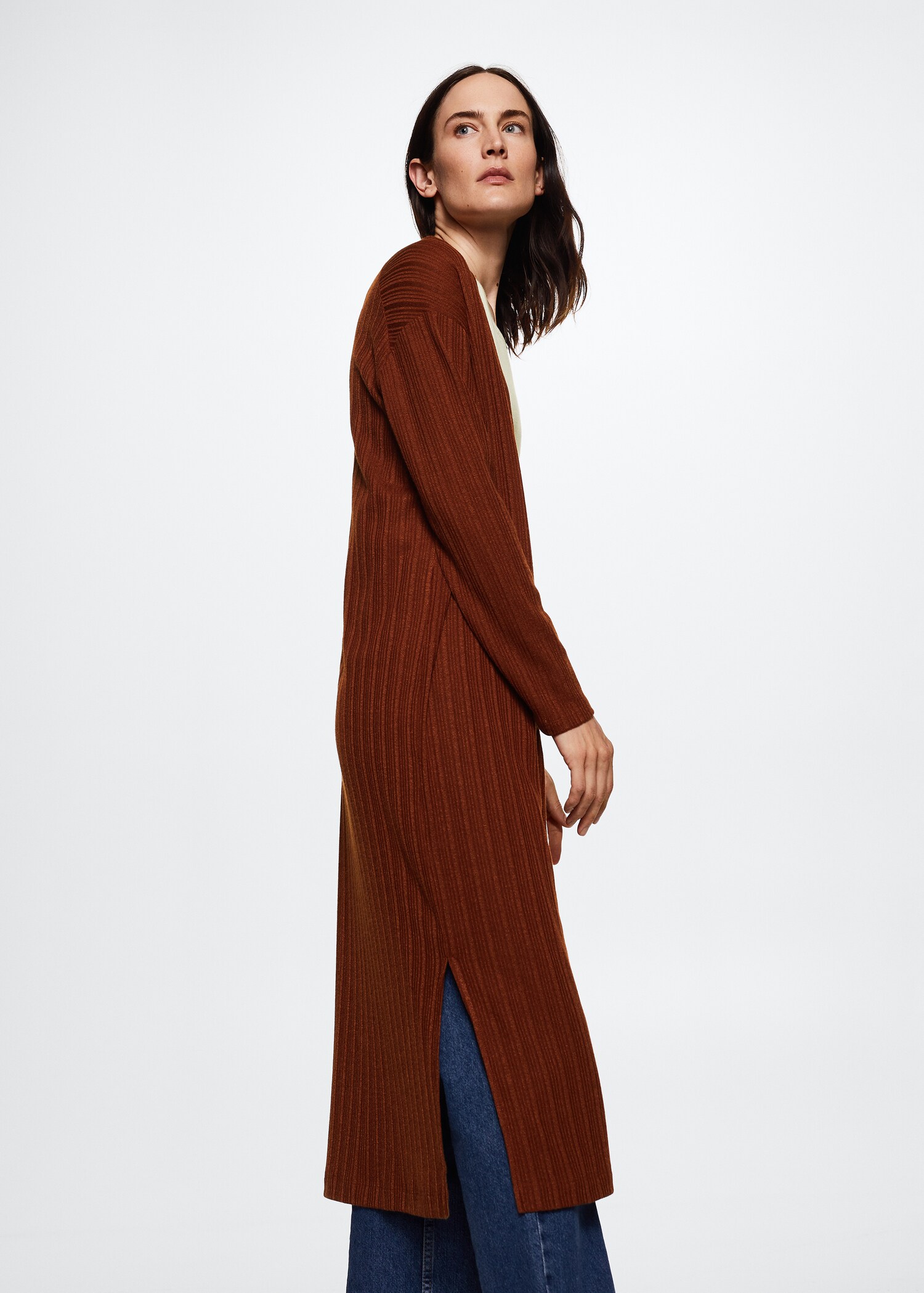 Ribbed long cardigan - Details of the article 2