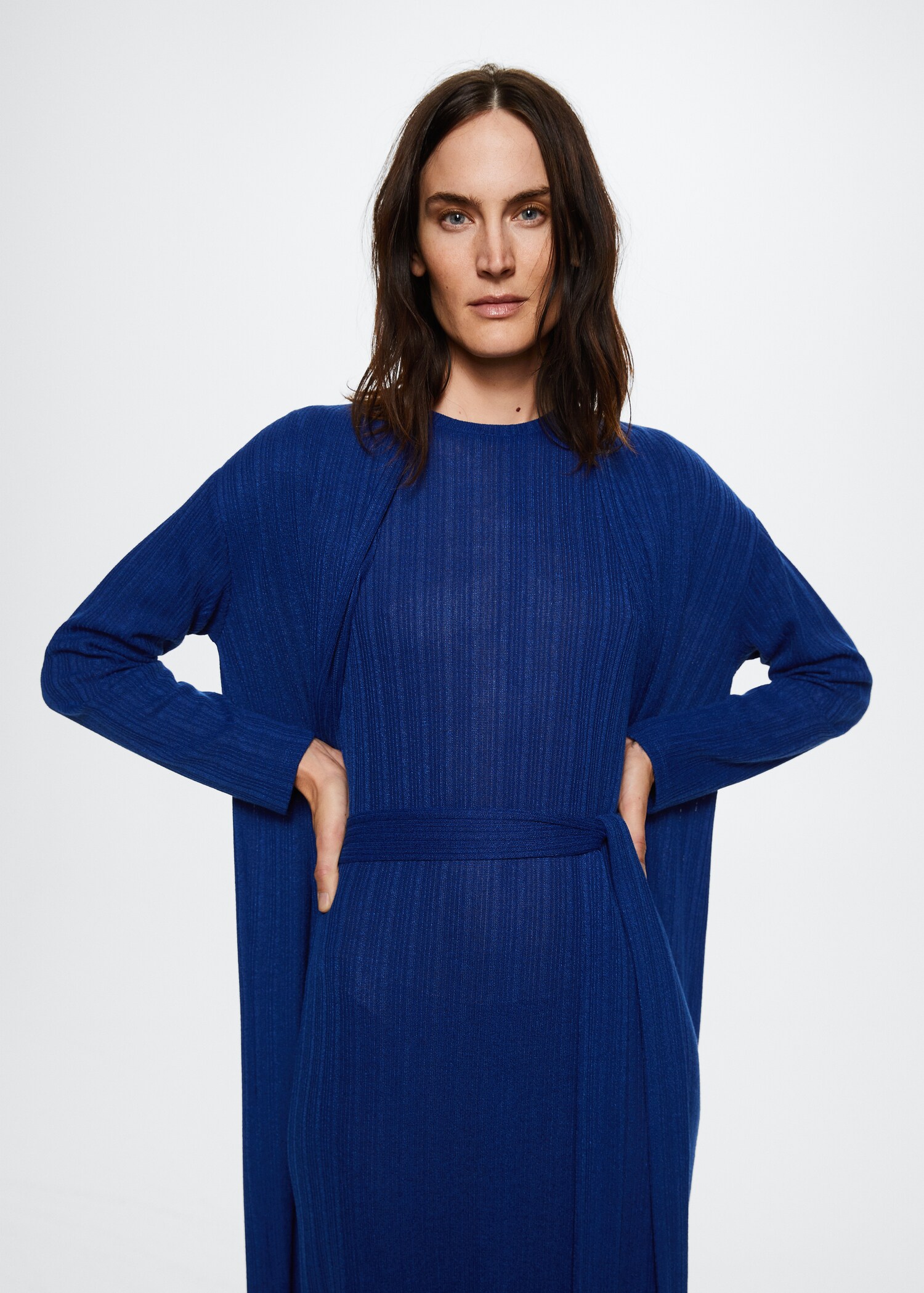 Ribbed long cardigan - Medium plane