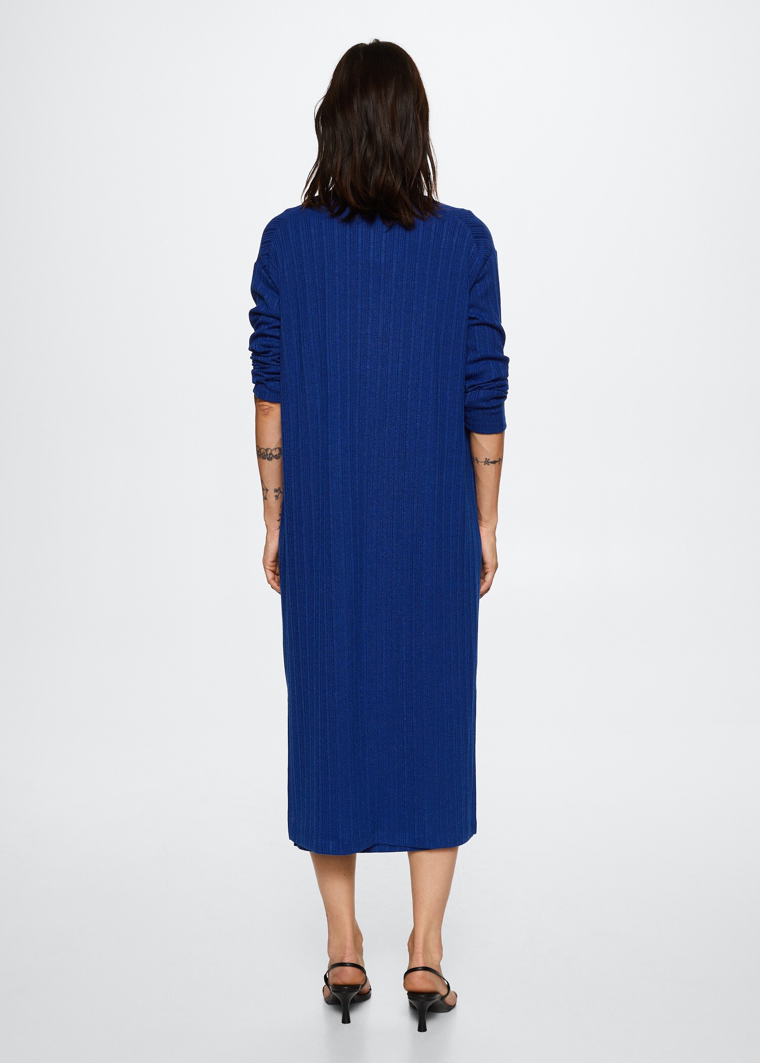 Ribbed long cardigan - Reverse of the article