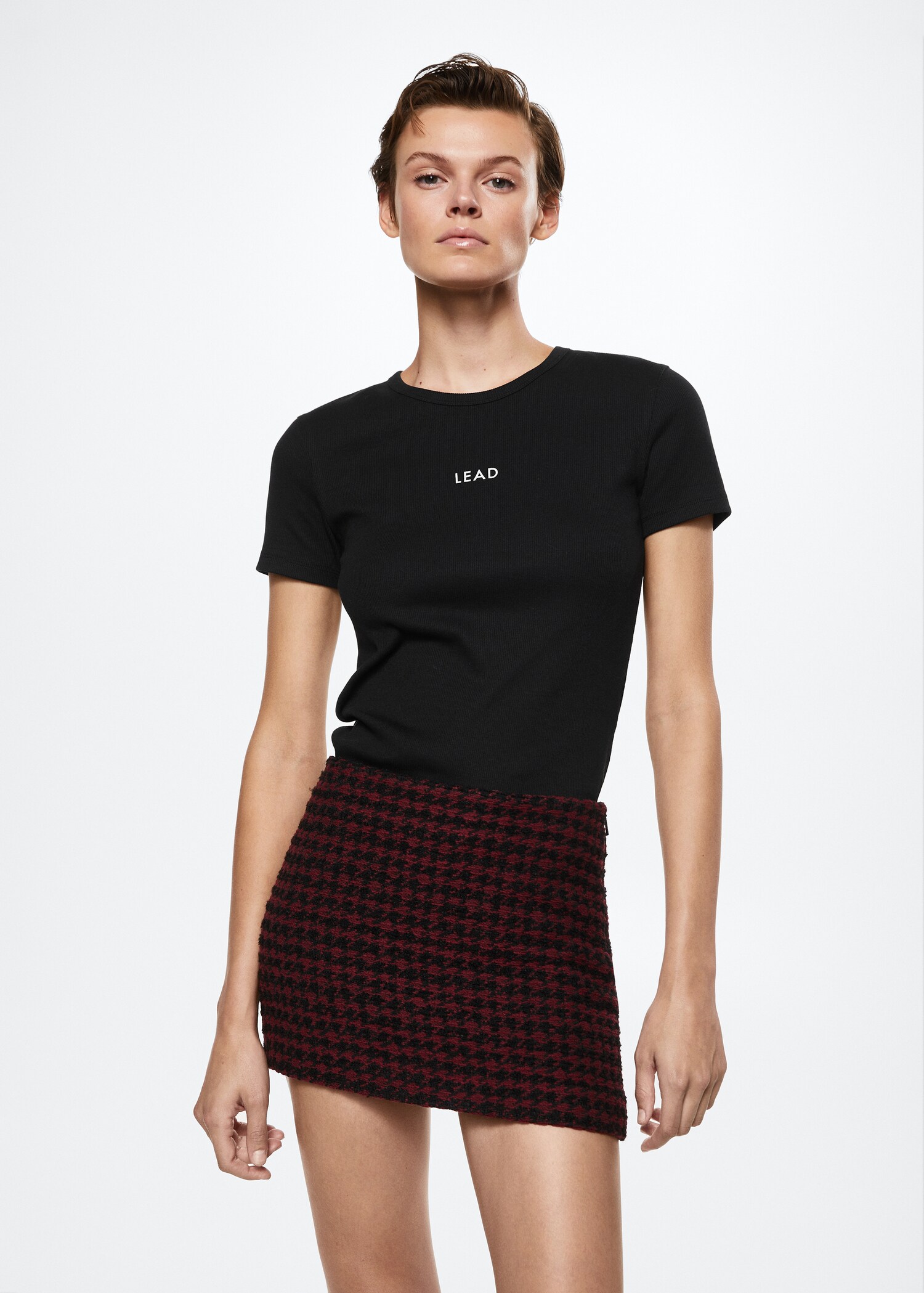 Message ribbed T-shirt - Medium plane