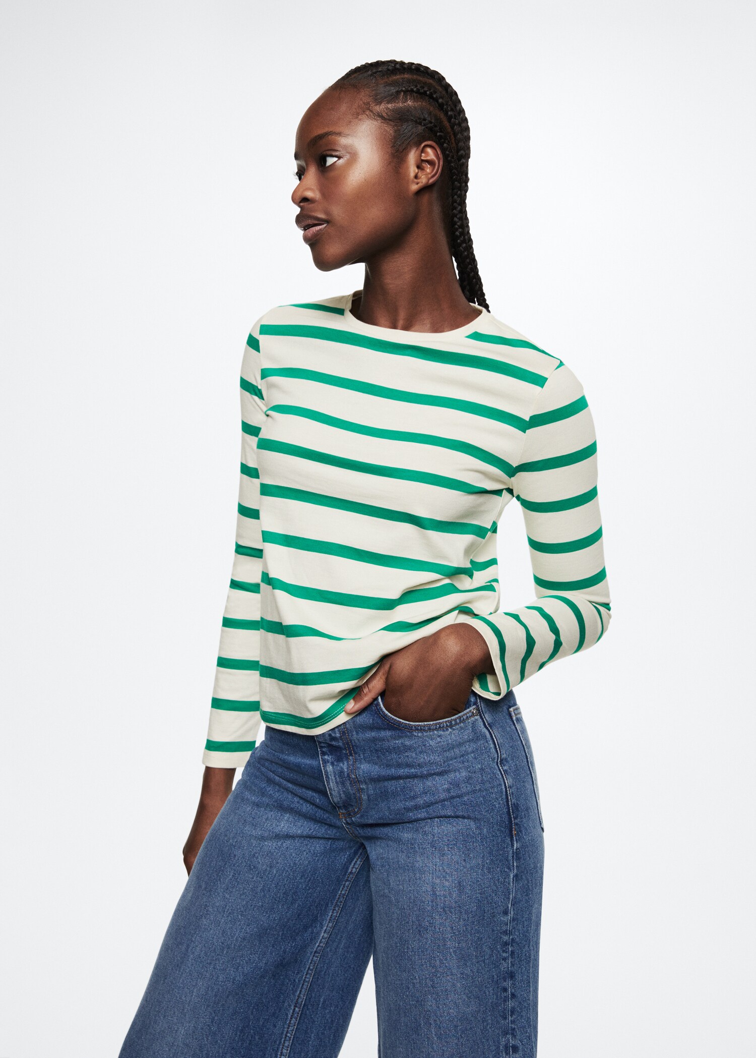Striped 100% cotton t-shirt - Medium plane