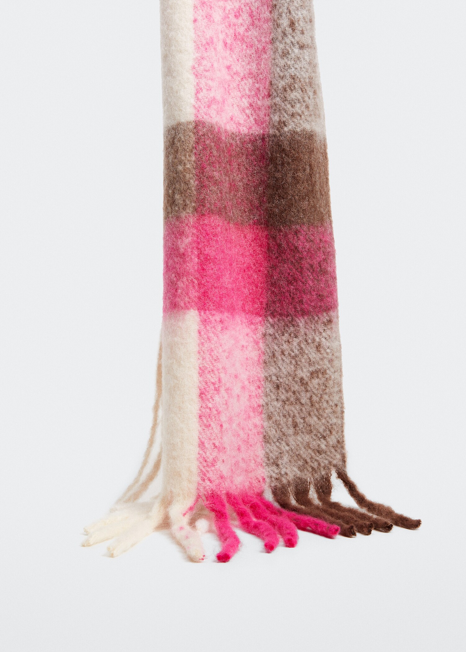 Fringed check scarf - Medium plane