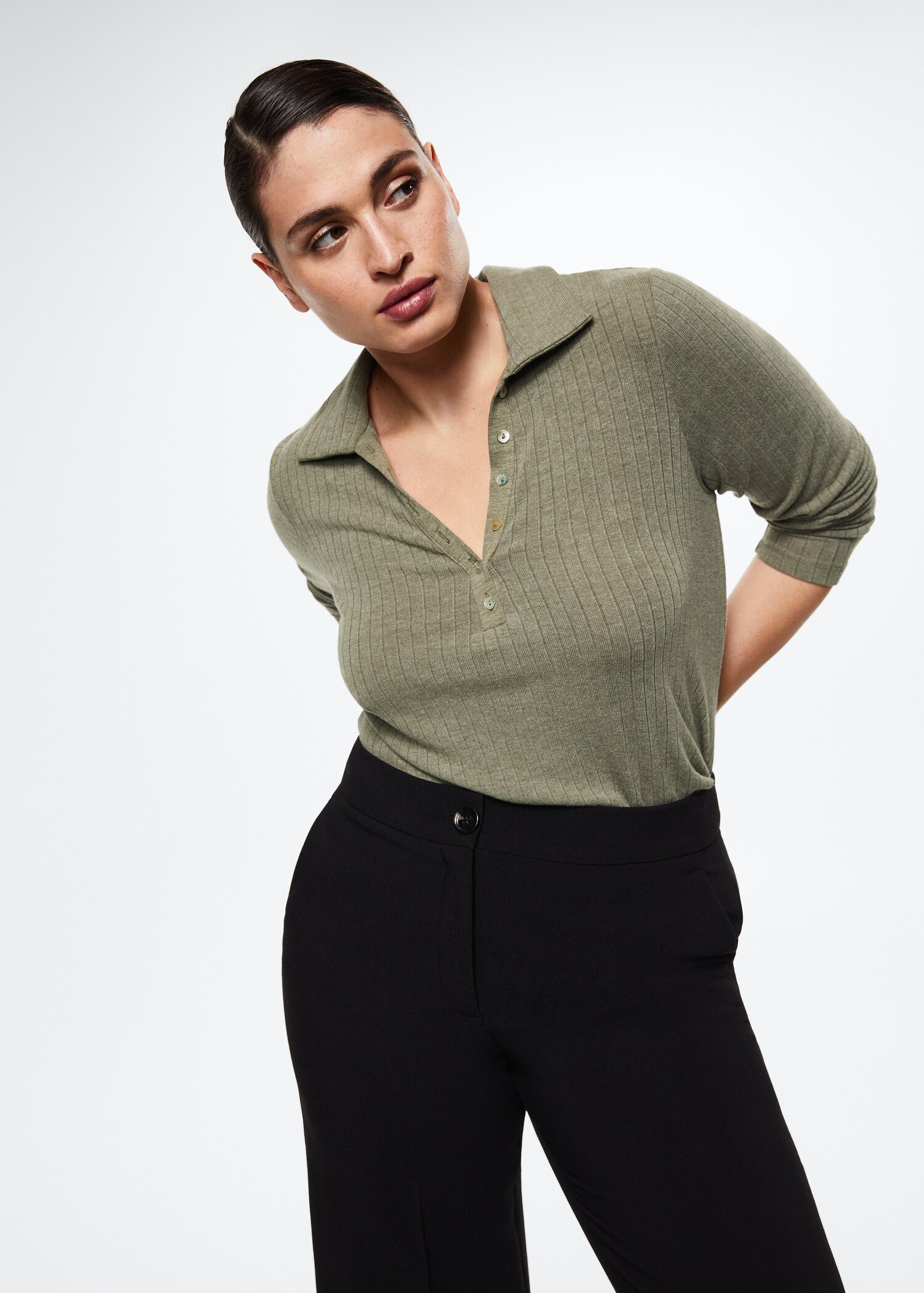 Ribbed polo-style sweater - Details of the article 5