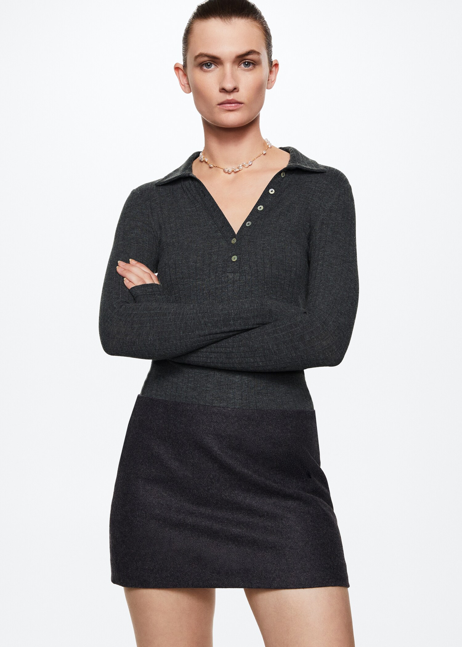 Ribbed polo-style sweater - Medium plane