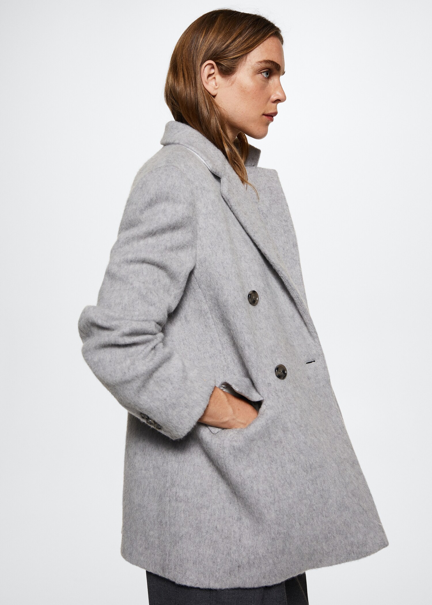 Wool double-breasted coat - Woman | MANGO OUTLET United Kingdom
