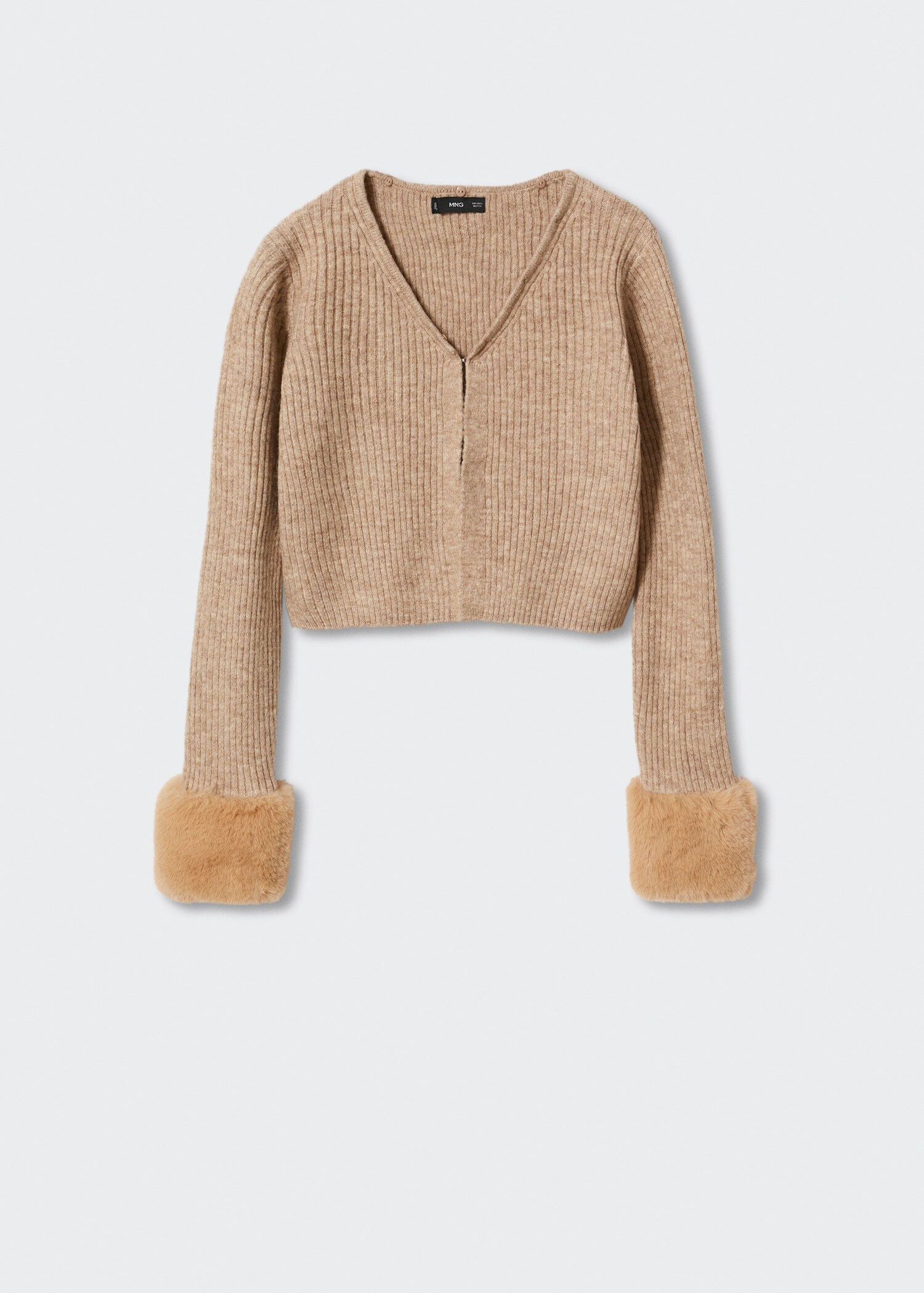 Cardigan with fur-effect collar - Details of the article 8