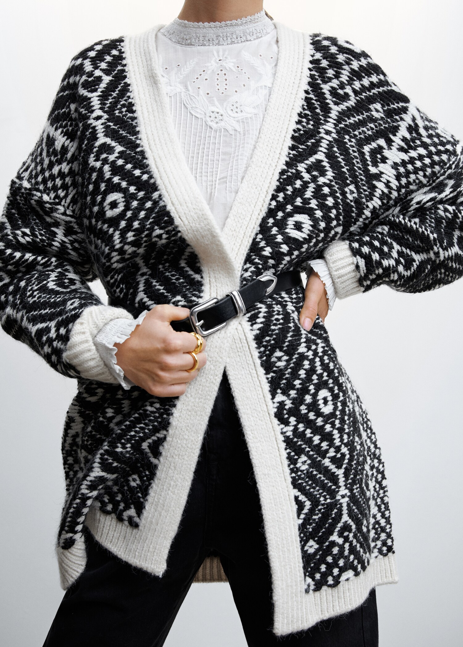 Cardigan estampado de malha invertida - Pormenor do artigo 1