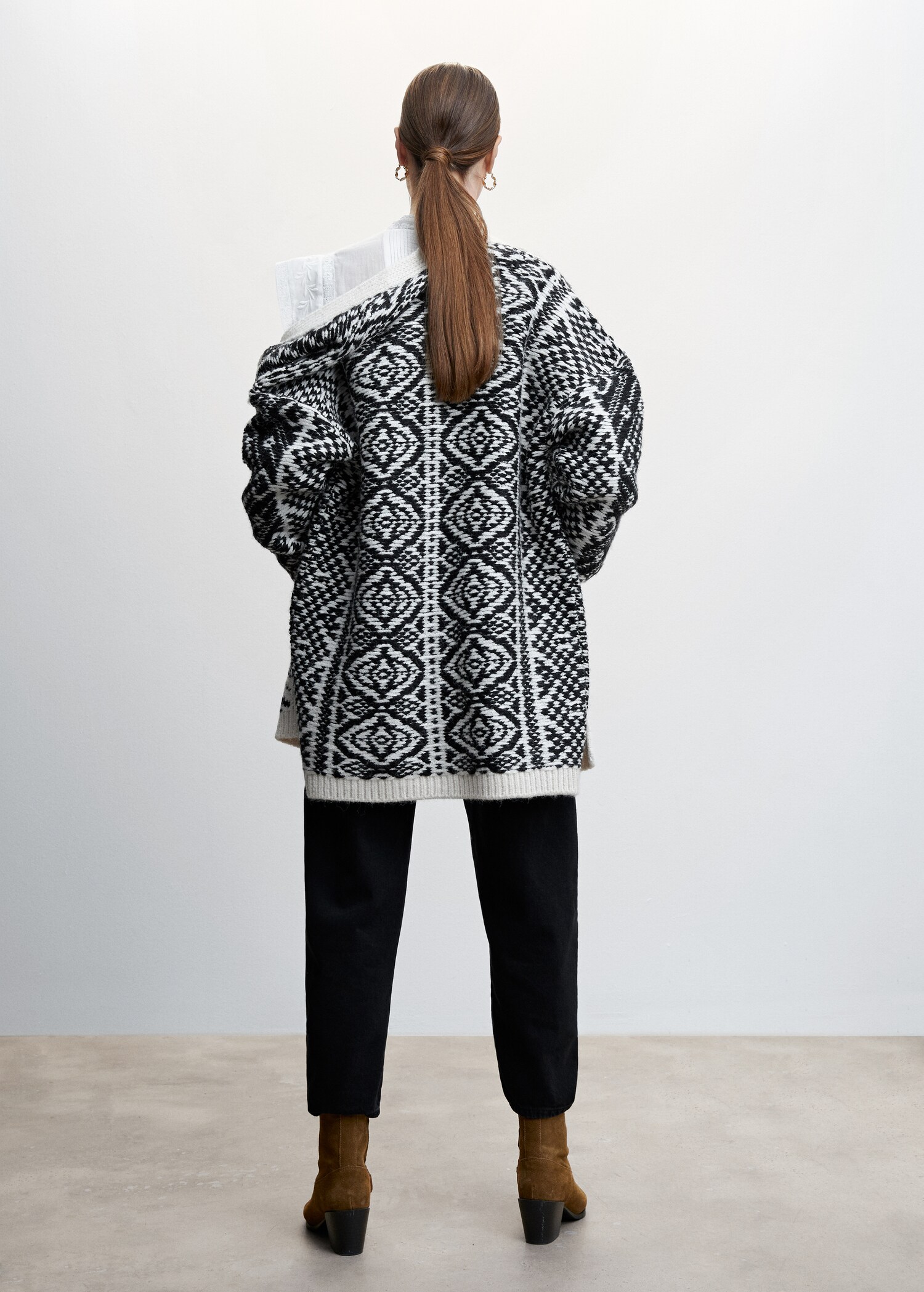 Cardigan estampado de malha invertida - Verso do artigo