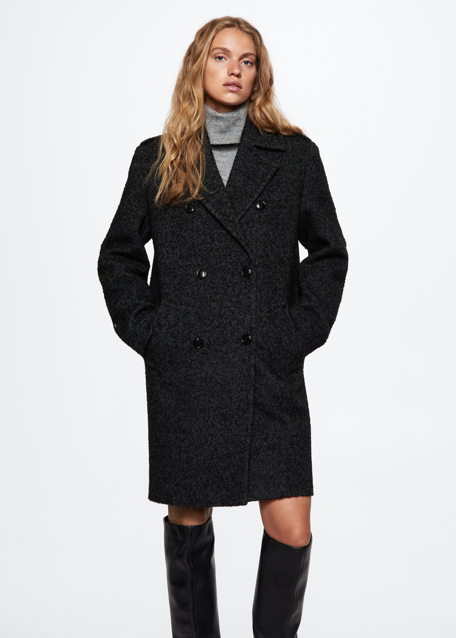 Wrap coat with lapels - Medium plane