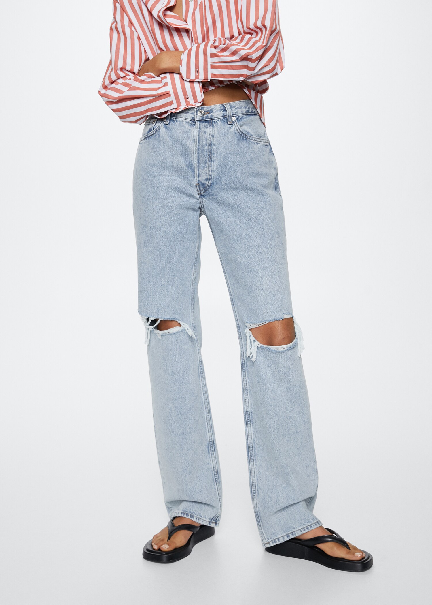 High waist straight jeans - Medium plane