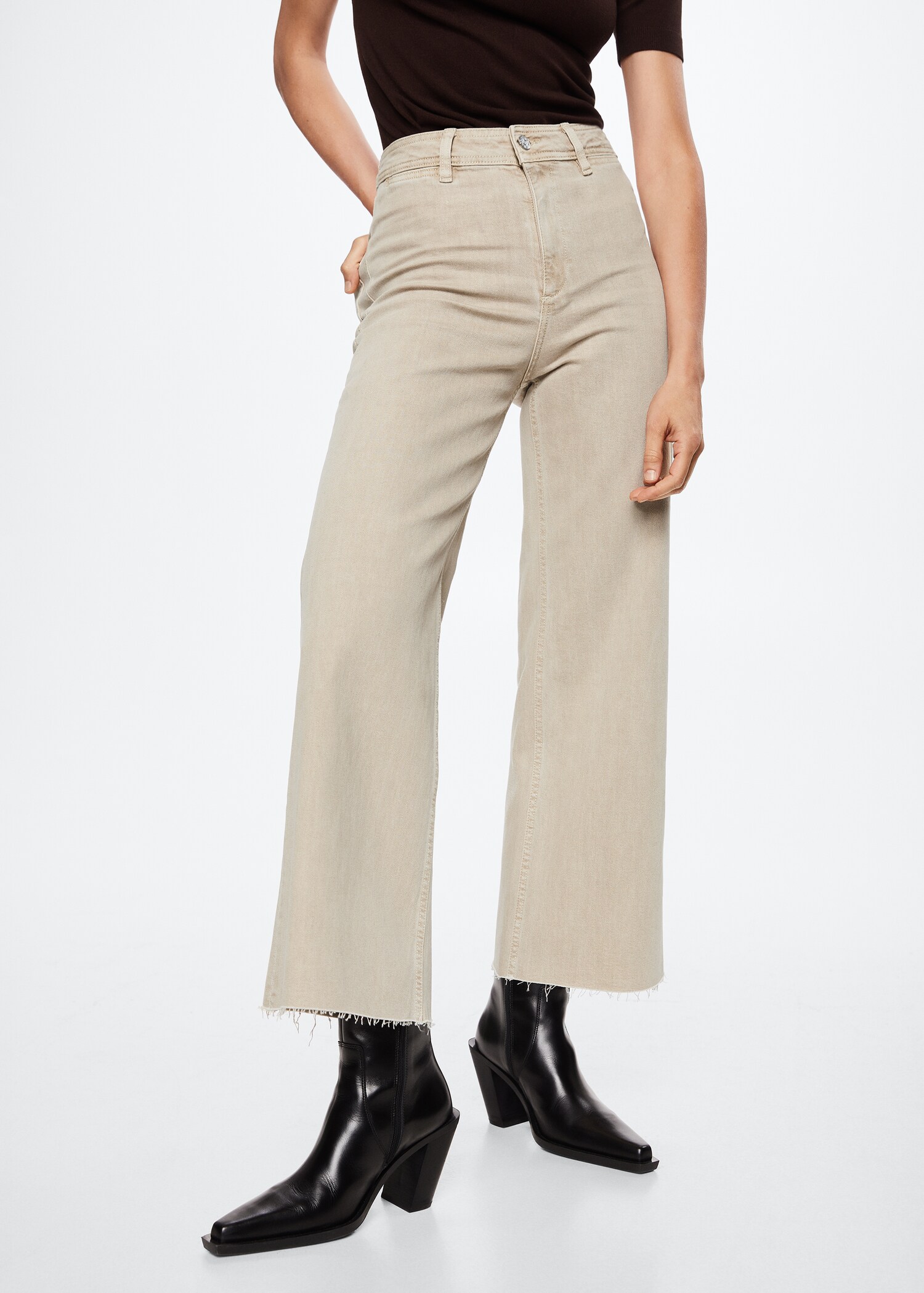 Jupe-culotte jean taille haute - Plan moyen