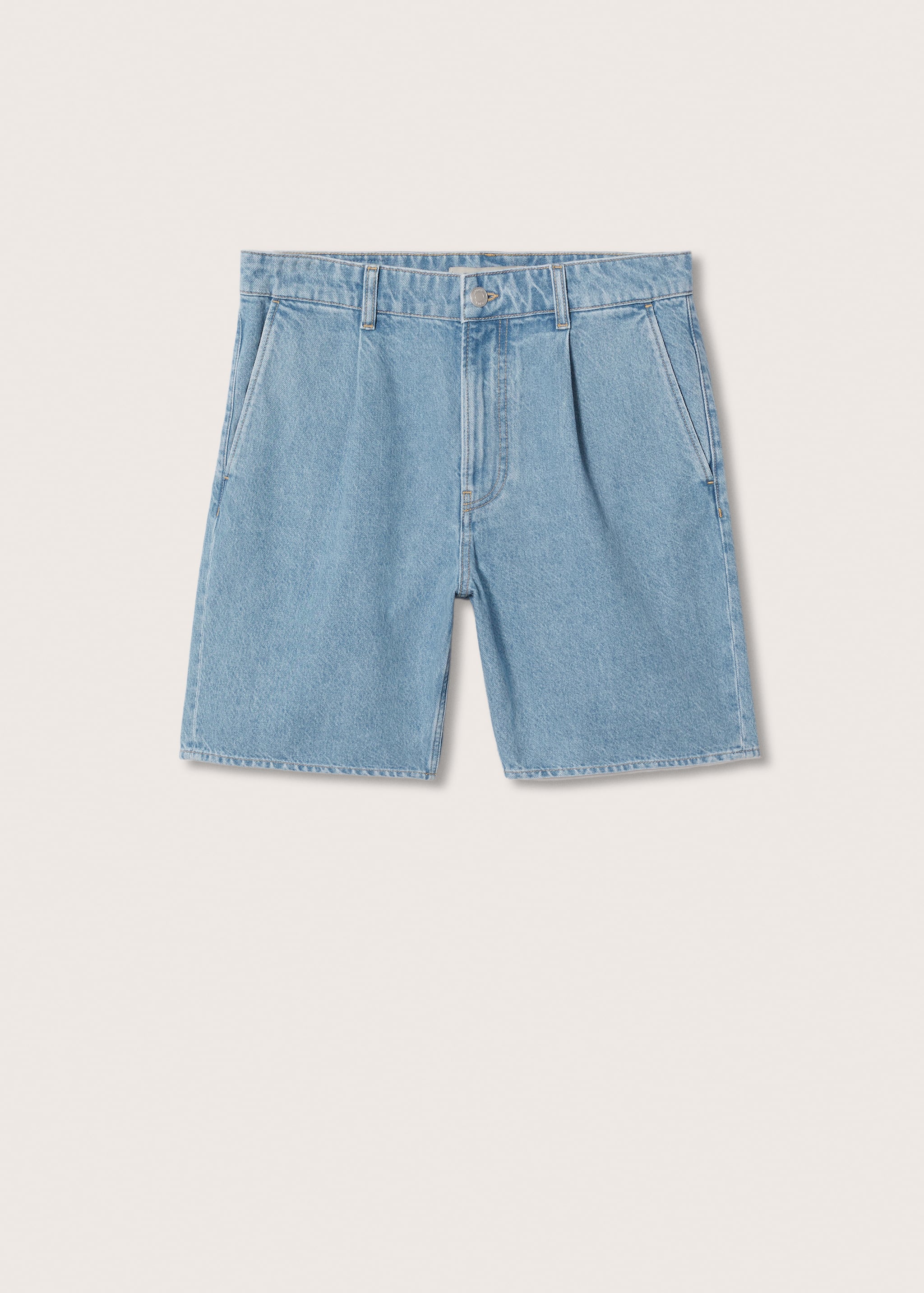 Pleated denim Bermuda shorts - Article without model
