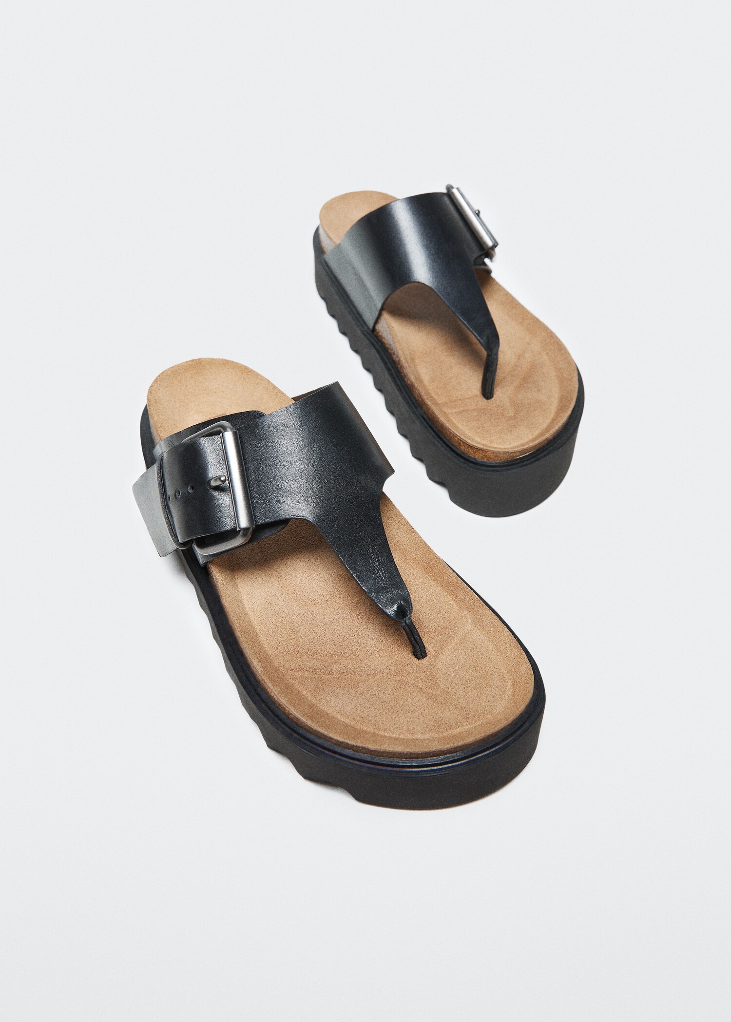 Platform leather sandals - Medium plane