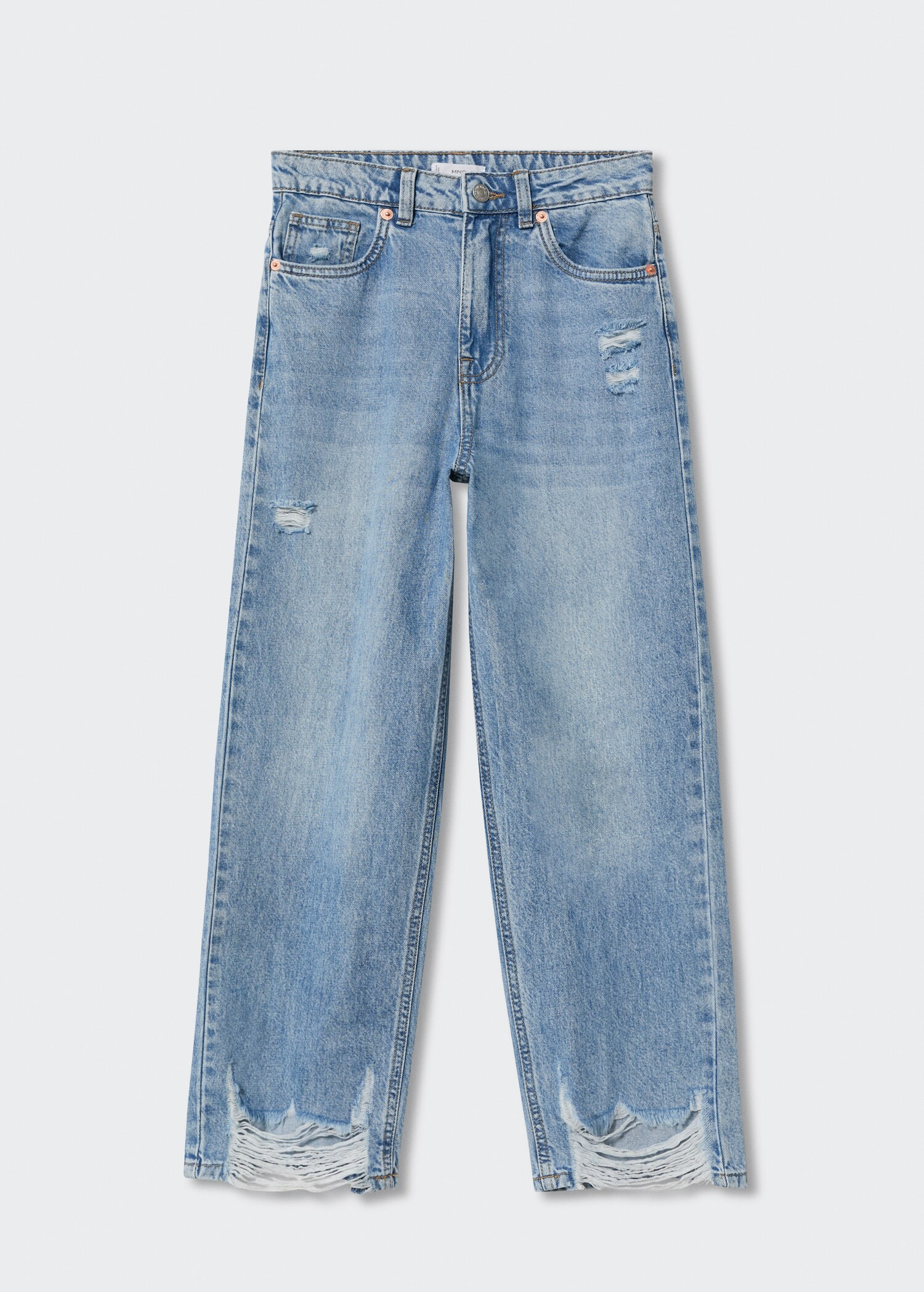 Frayed hem straight jeans - Article without model