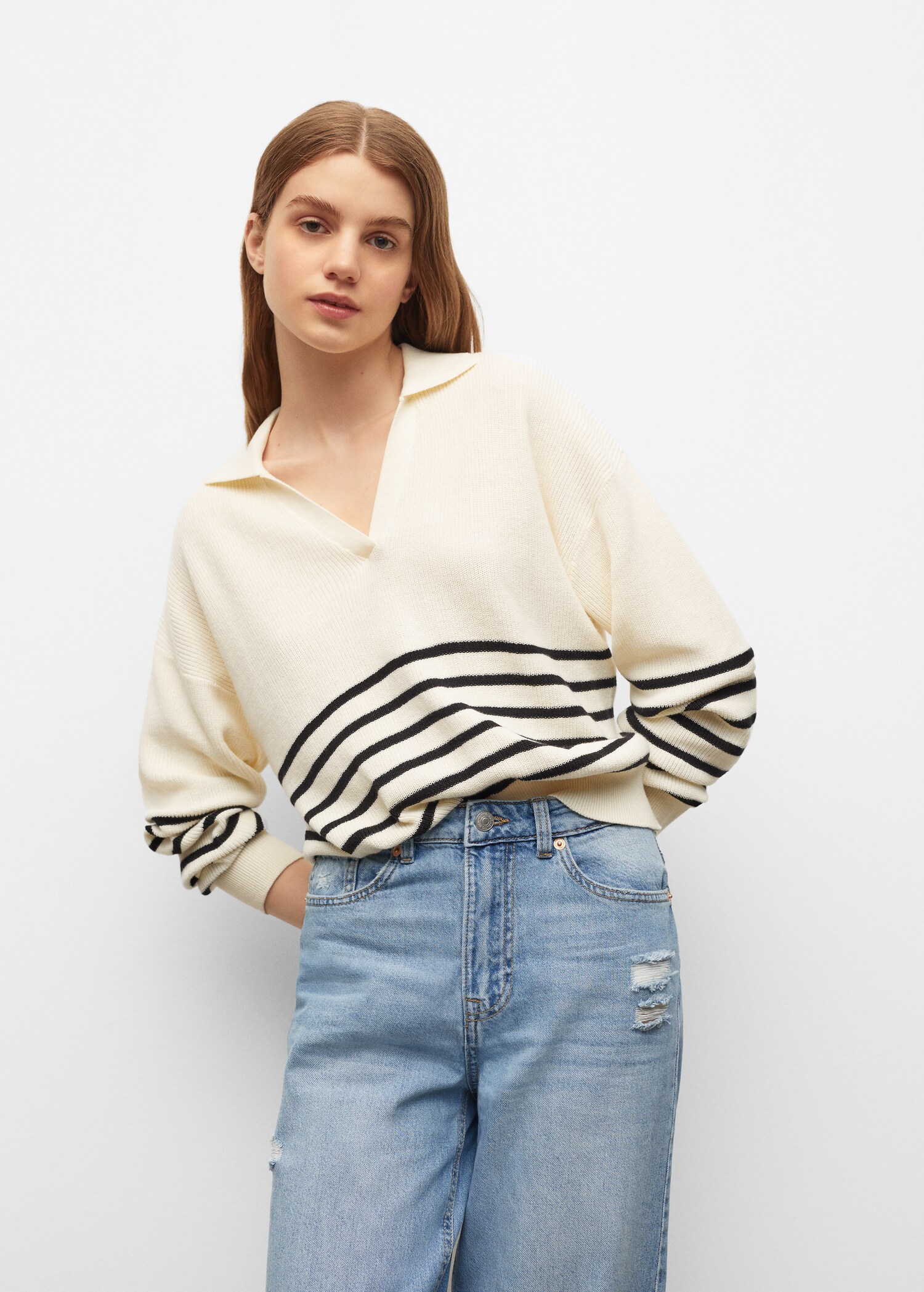 Frayed hem straight jeans - Details of the article 2