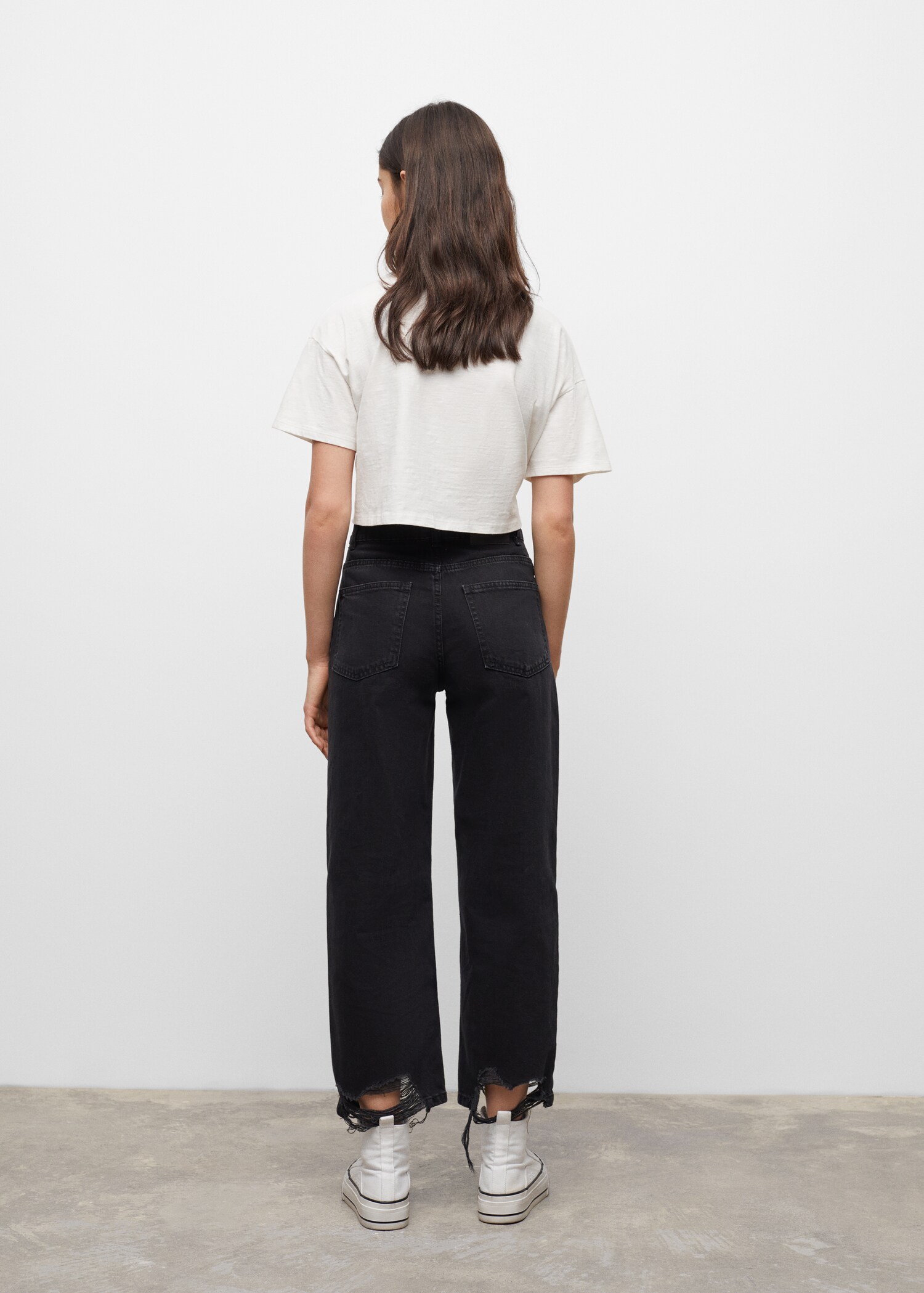 Frayed hem straight jeans - Reverse of the article