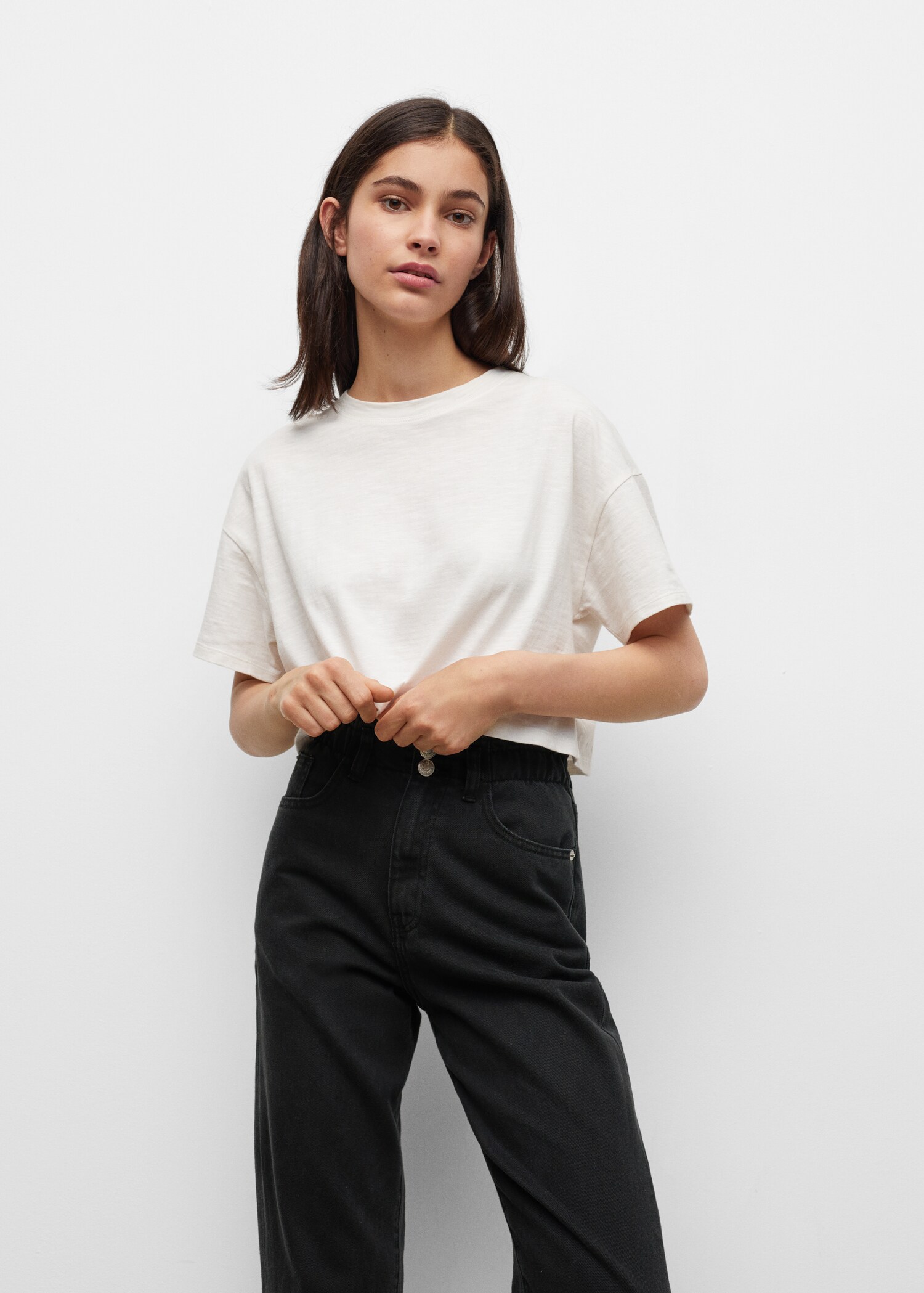 Cropped paperbag jeans - Details of the article 2