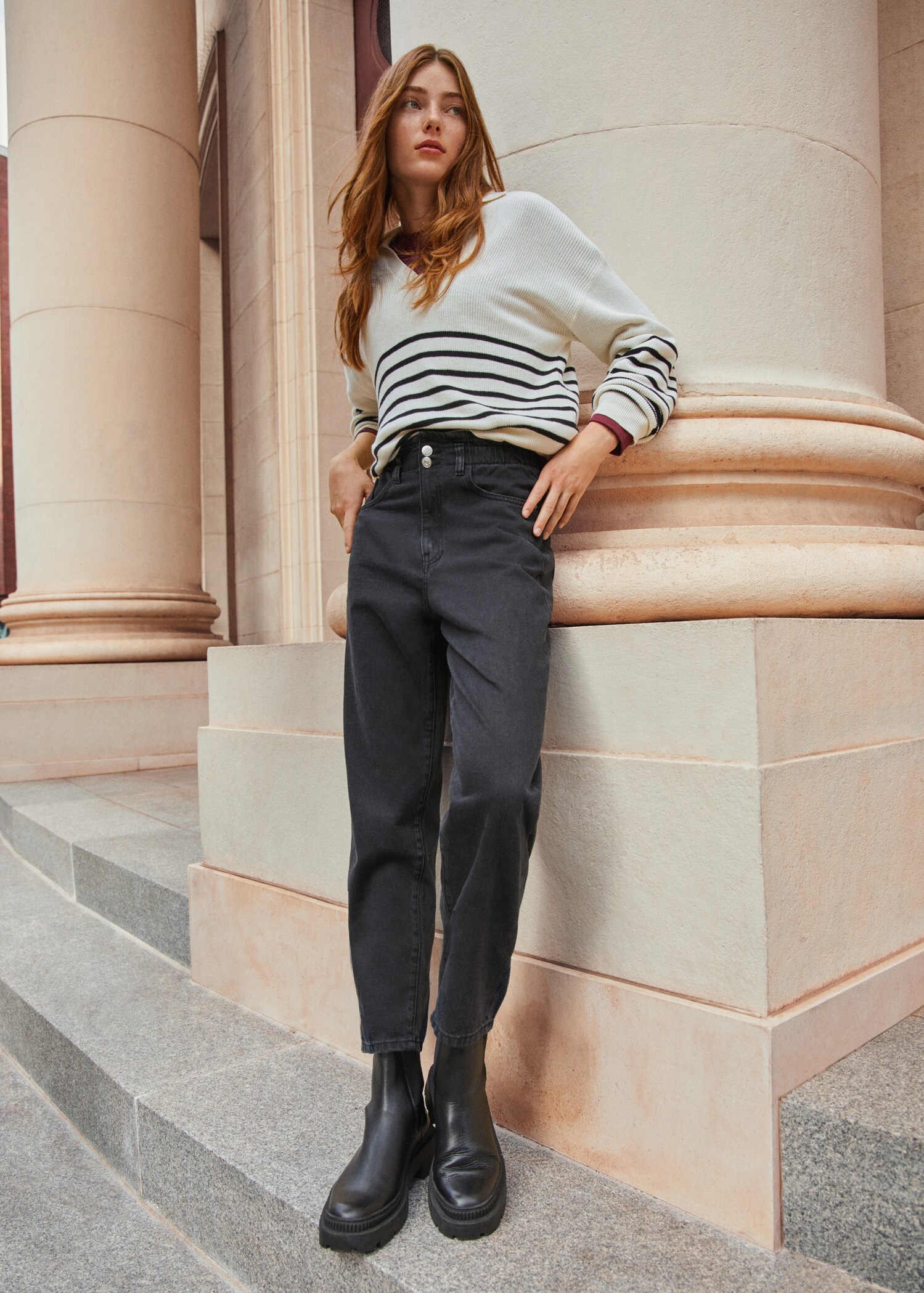 Cropped paperbag jeans - Details of the article 5