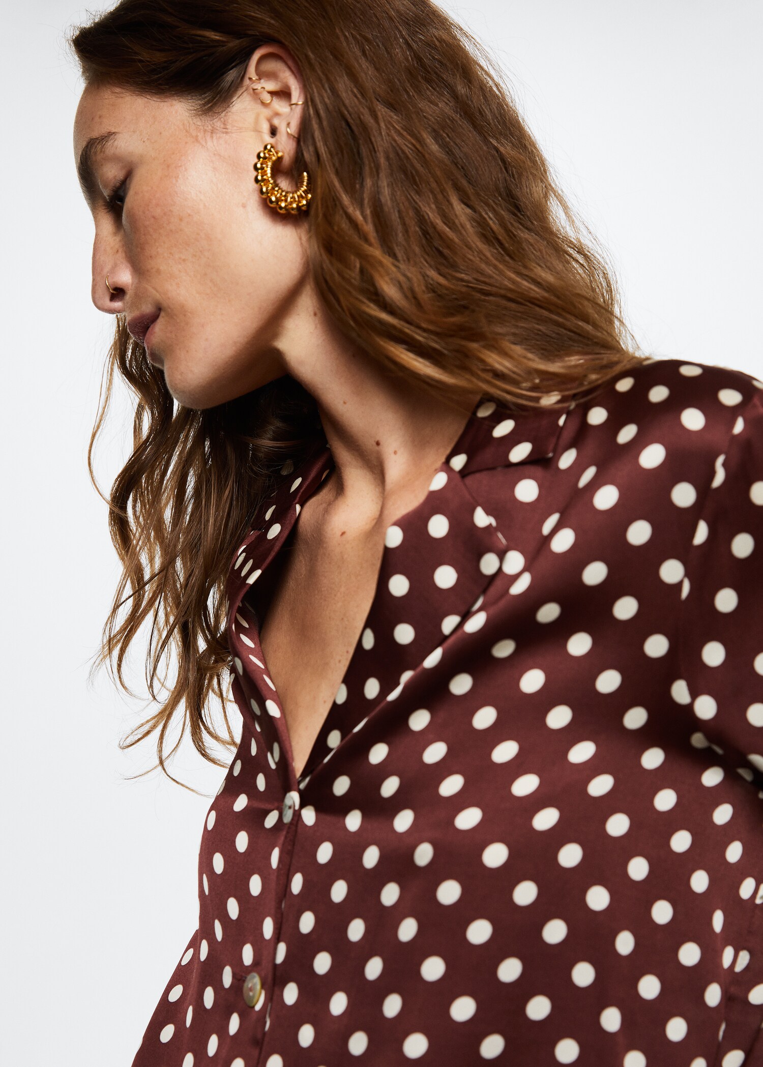 Polka-dot satin-finish shirt - Details of the article 1