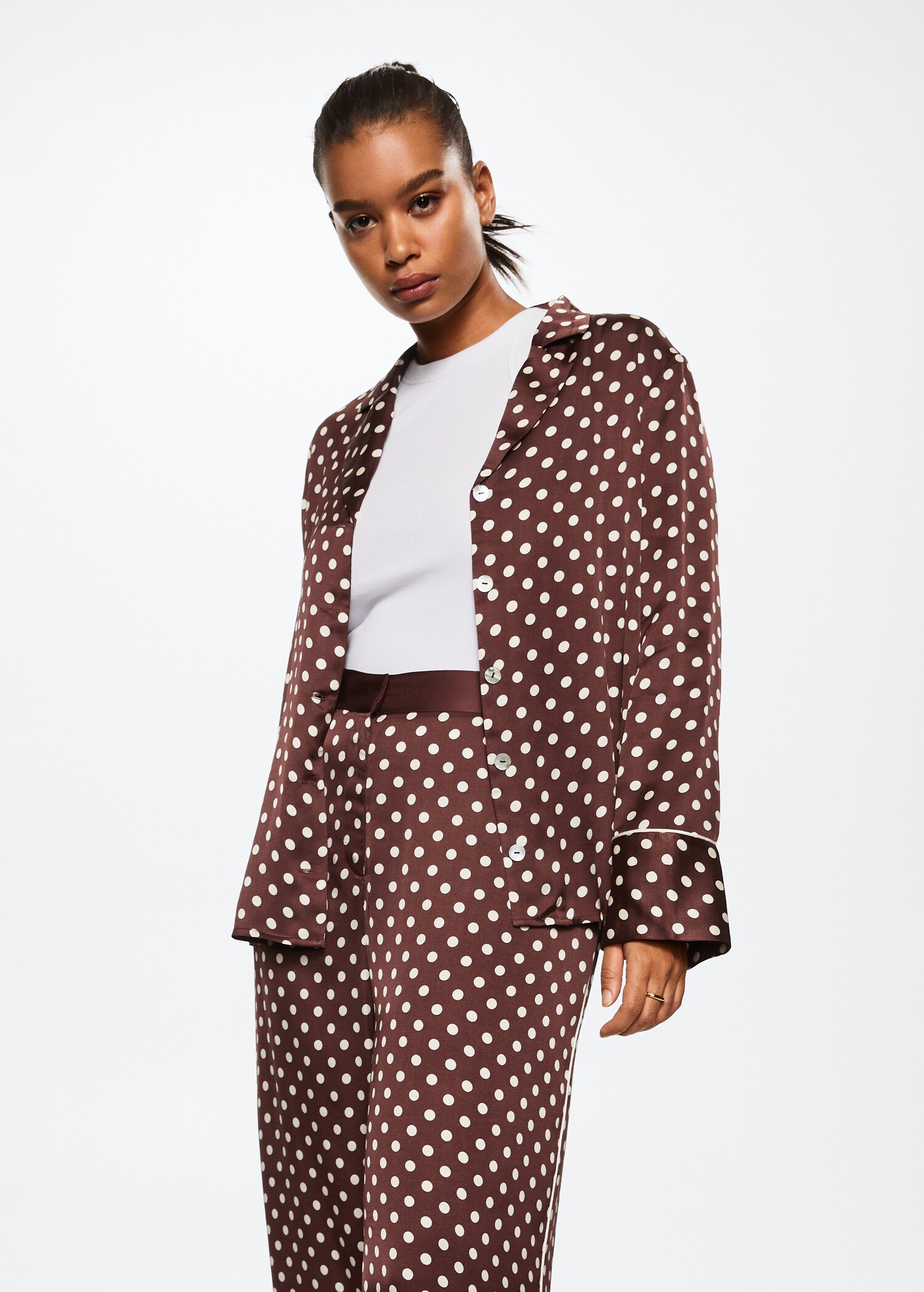 Polka-dot satin-finish shirt - Details of the article 3