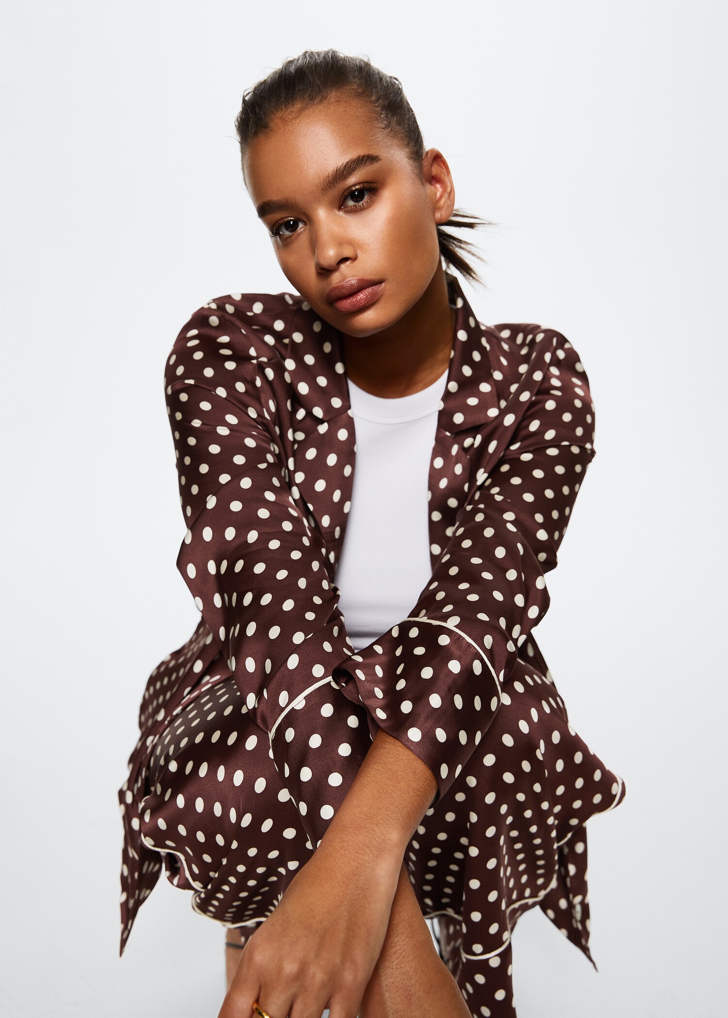 Polka-dot satin-finish shirt - Details of the article 5