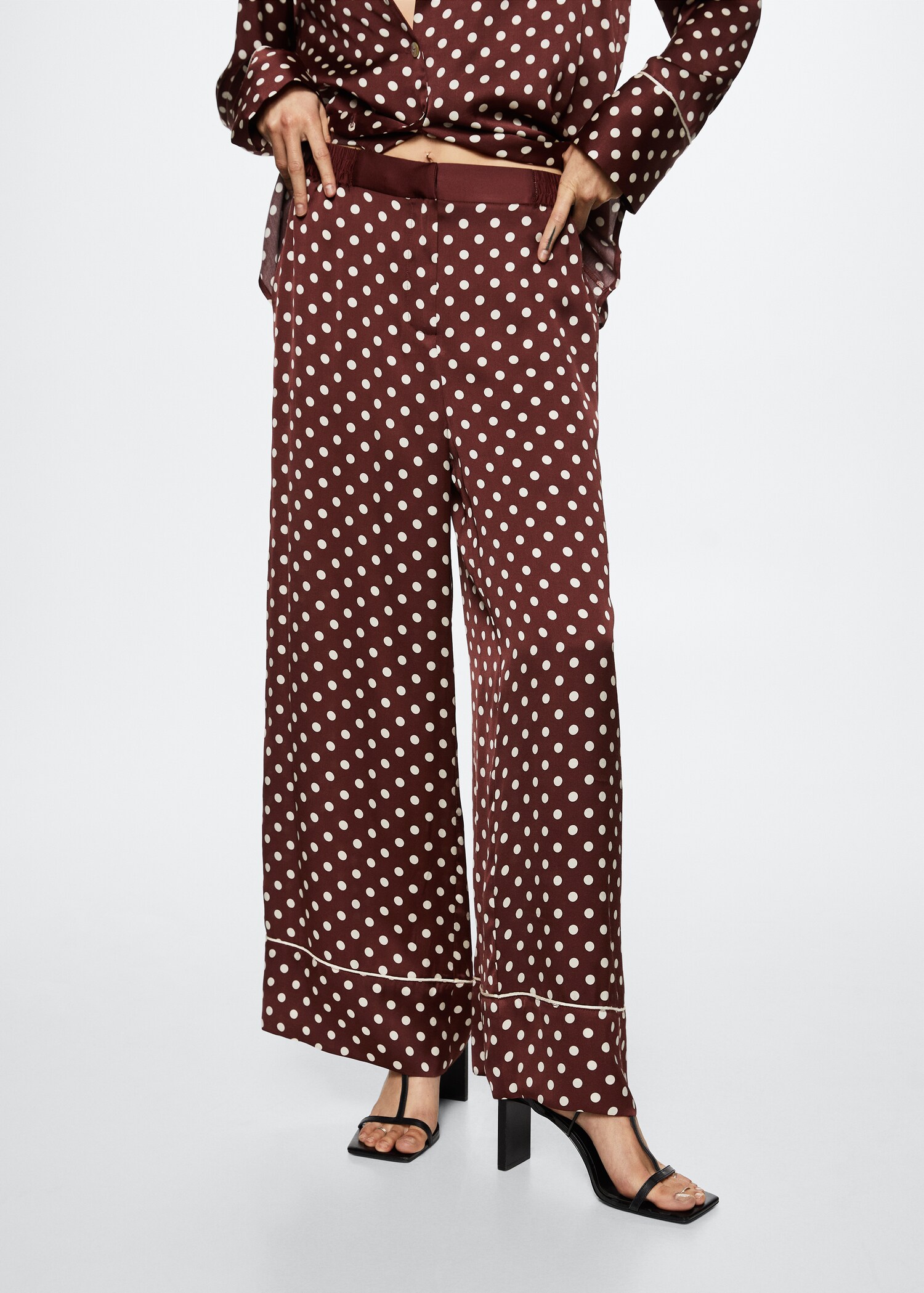 Polka-dot satin trousers - Medium plane