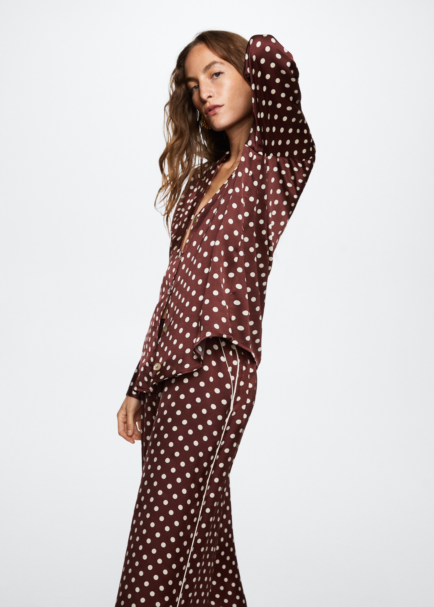 Polka-dot satin trousers - Details of the article 3