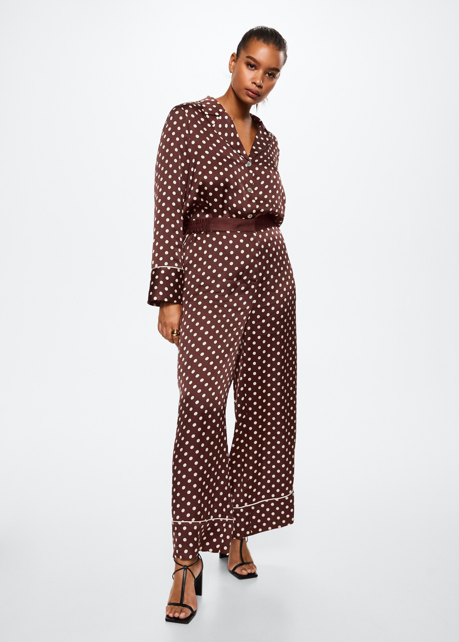 Polka-dot satin trousers - Details of the article 4