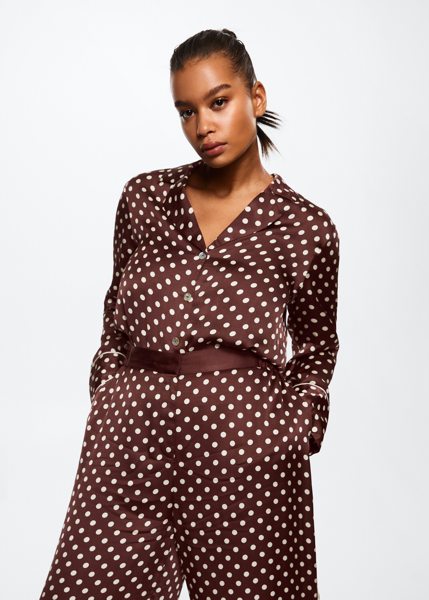 Polka-dot satin trousers - Details of the article 5