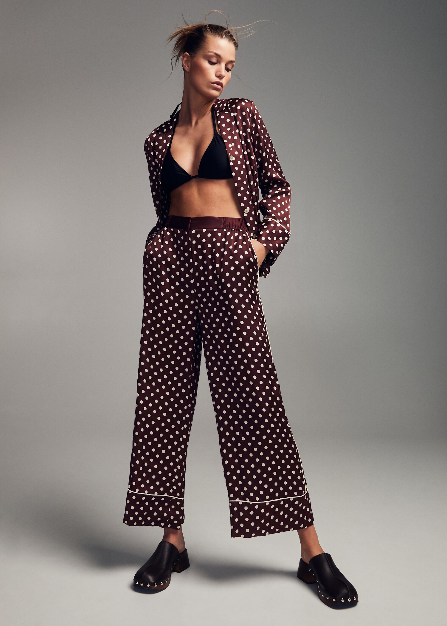 Polka-dot satin trousers - Details of the article 6