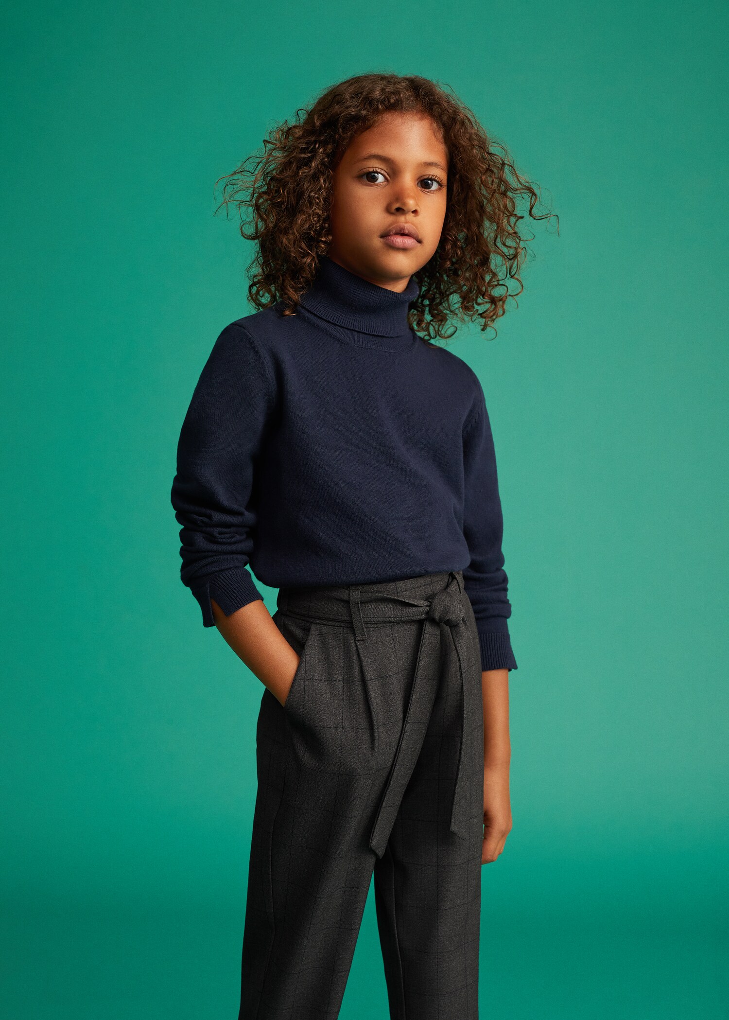 Belt check trousers - Medium plane