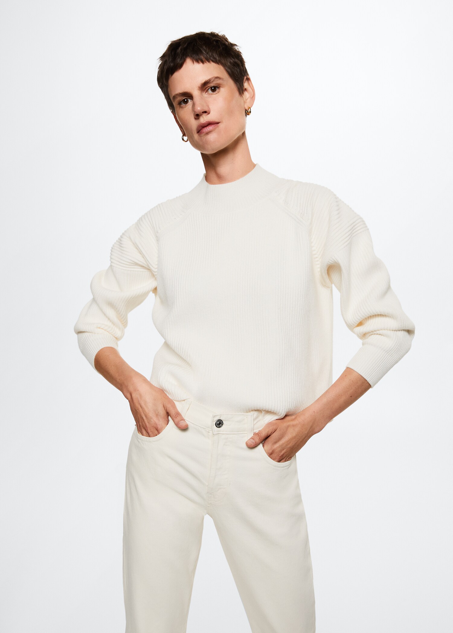High-waist cropped straight jeans - Details of the article 1