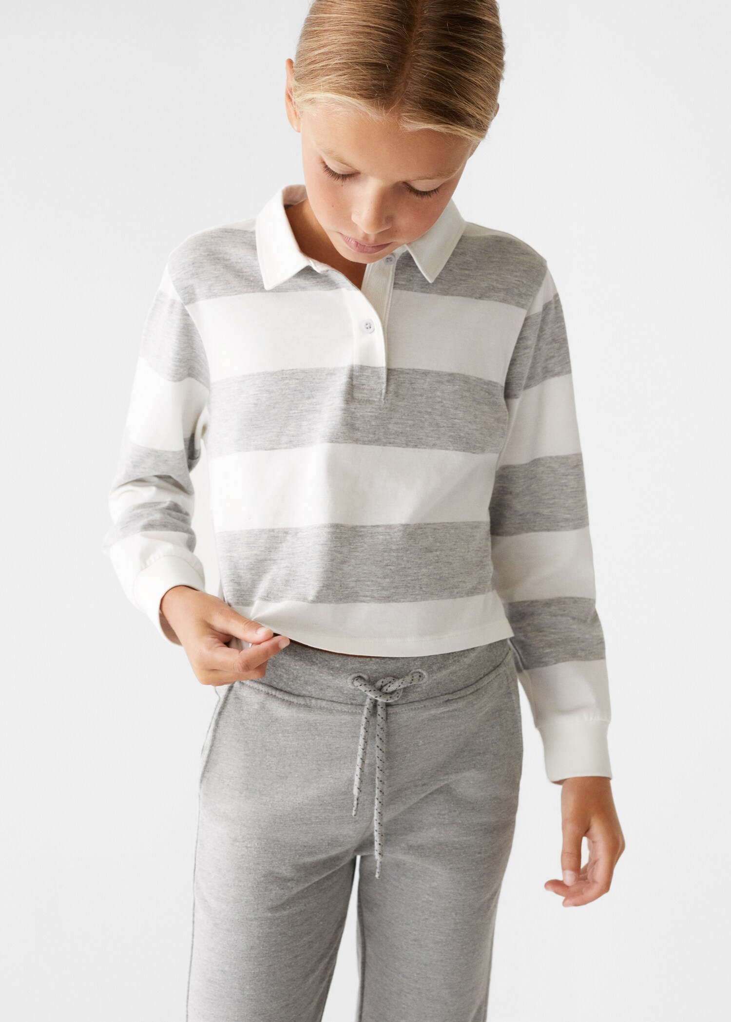 Striped long-sleeved polo shirt - Medium plane
