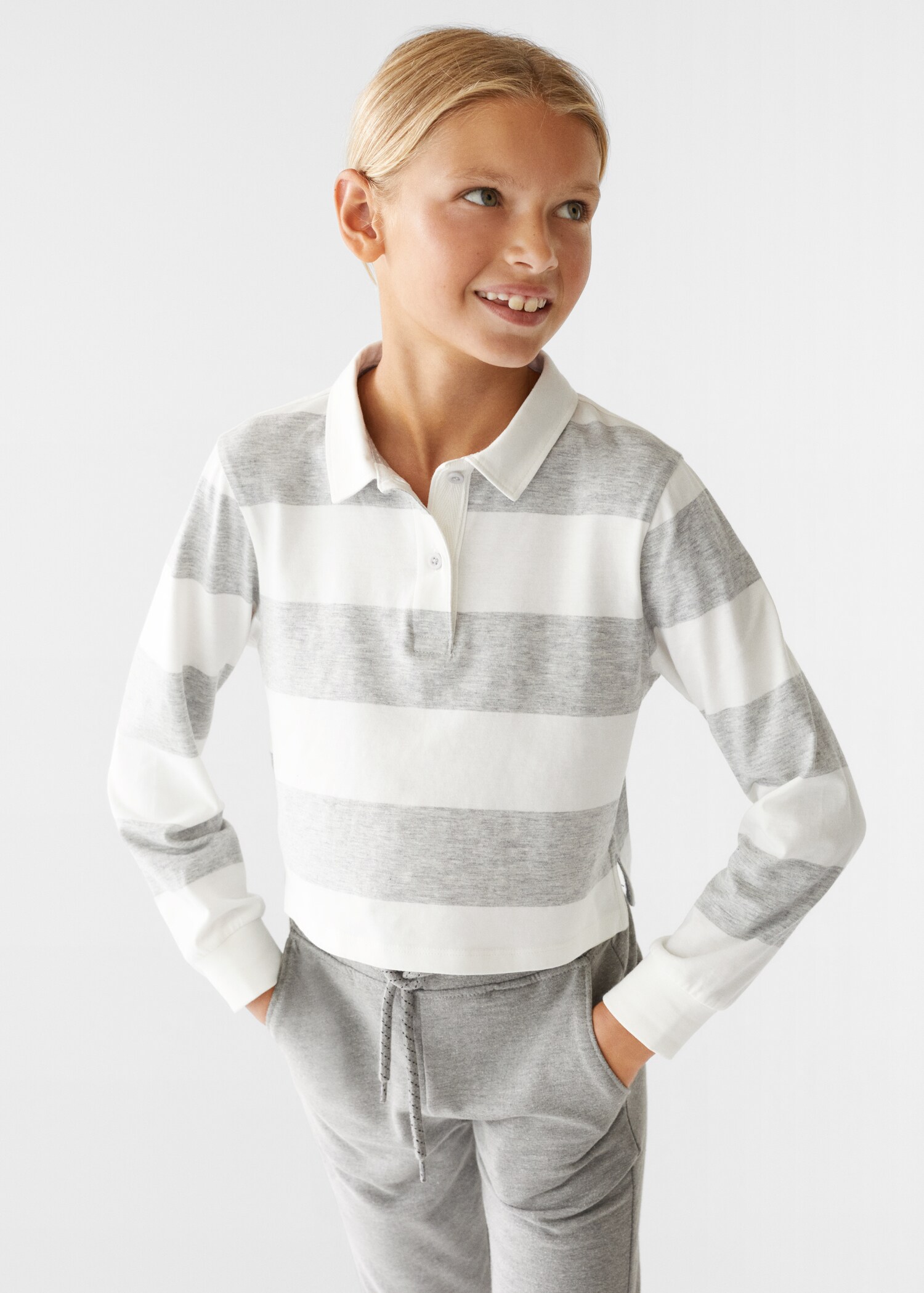 Striped long-sleeved polo shirt - Details of the article 3