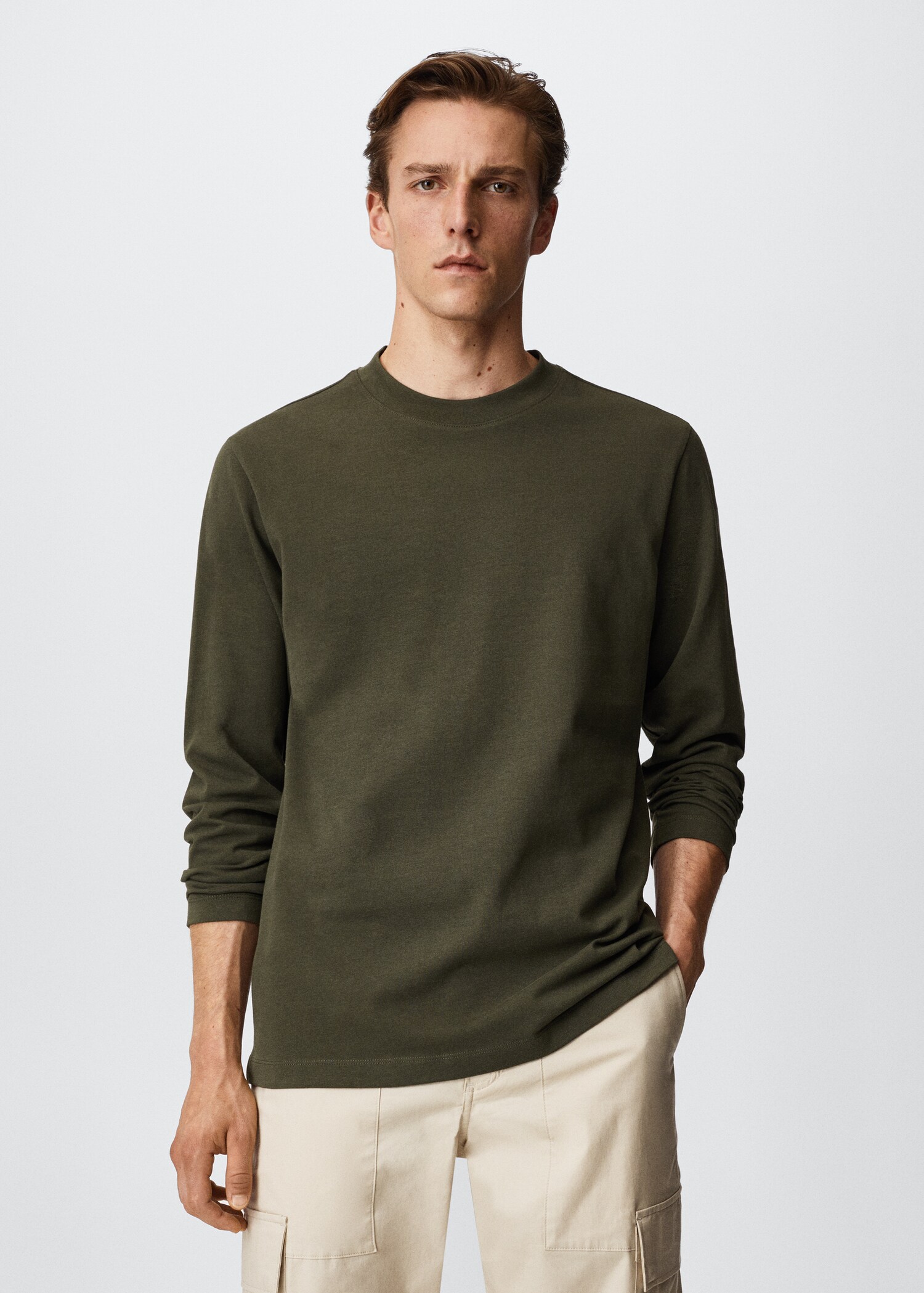Long sleeve cotton t-shirt - Medium plane