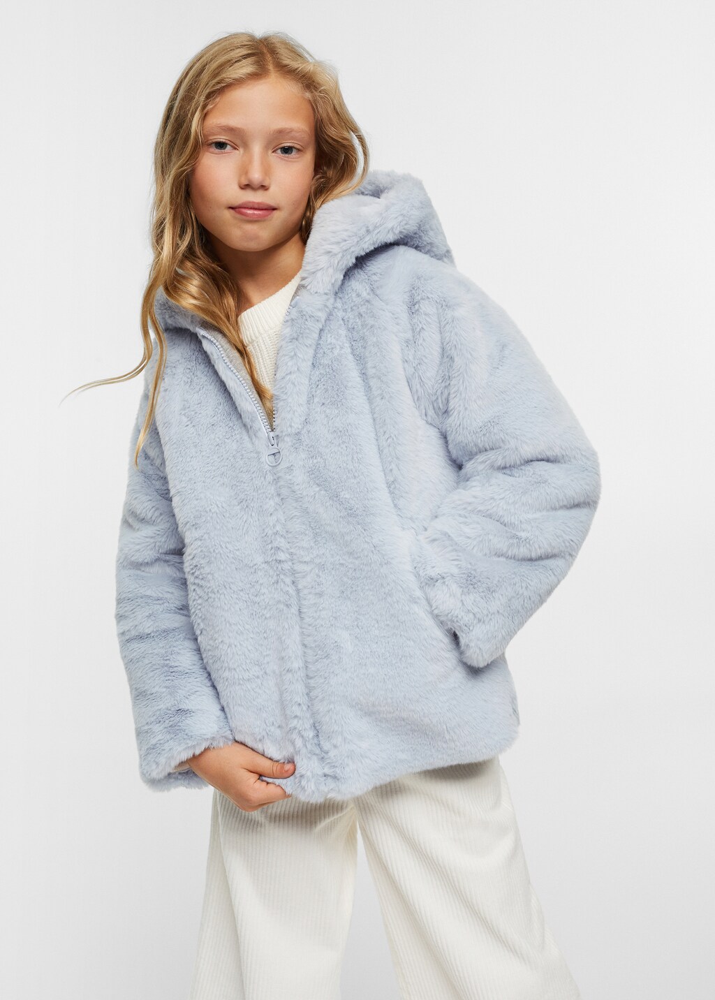 Fur effect coat Girls MANGO OUTLET Finland