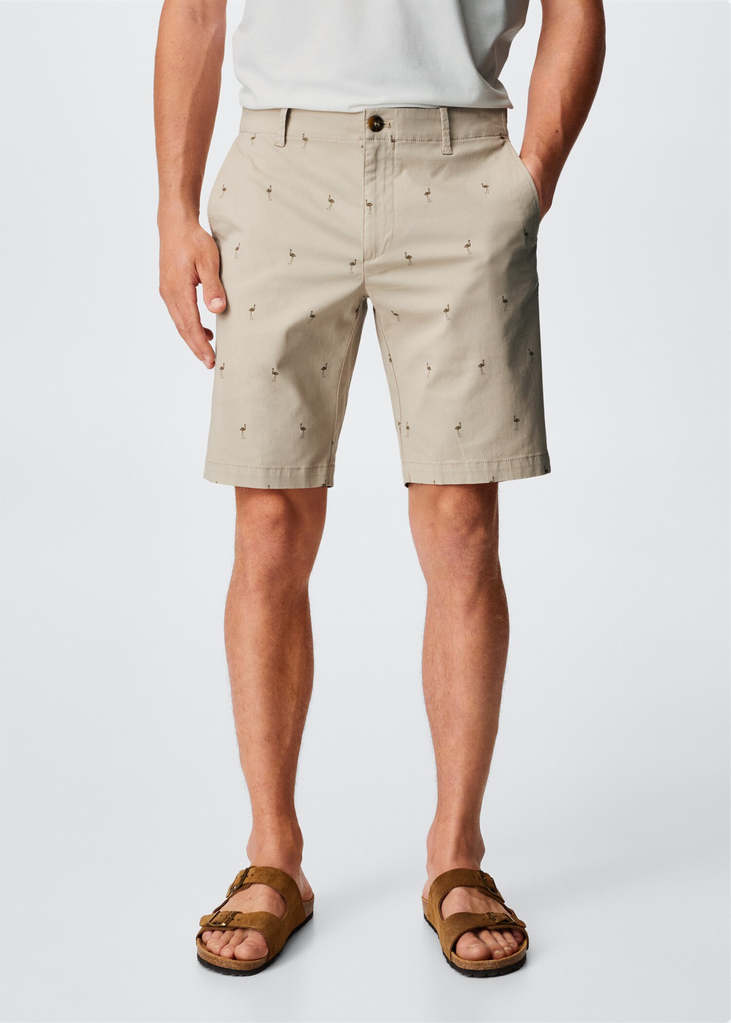 Printed cotton bermuda shorts - Medium plane