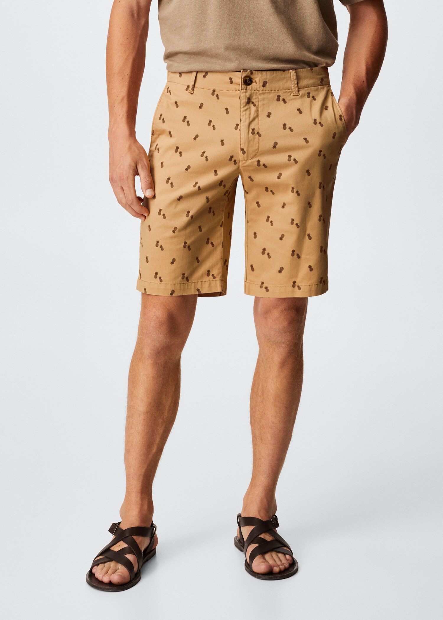Printed cotton bermuda shorts - Medium plane