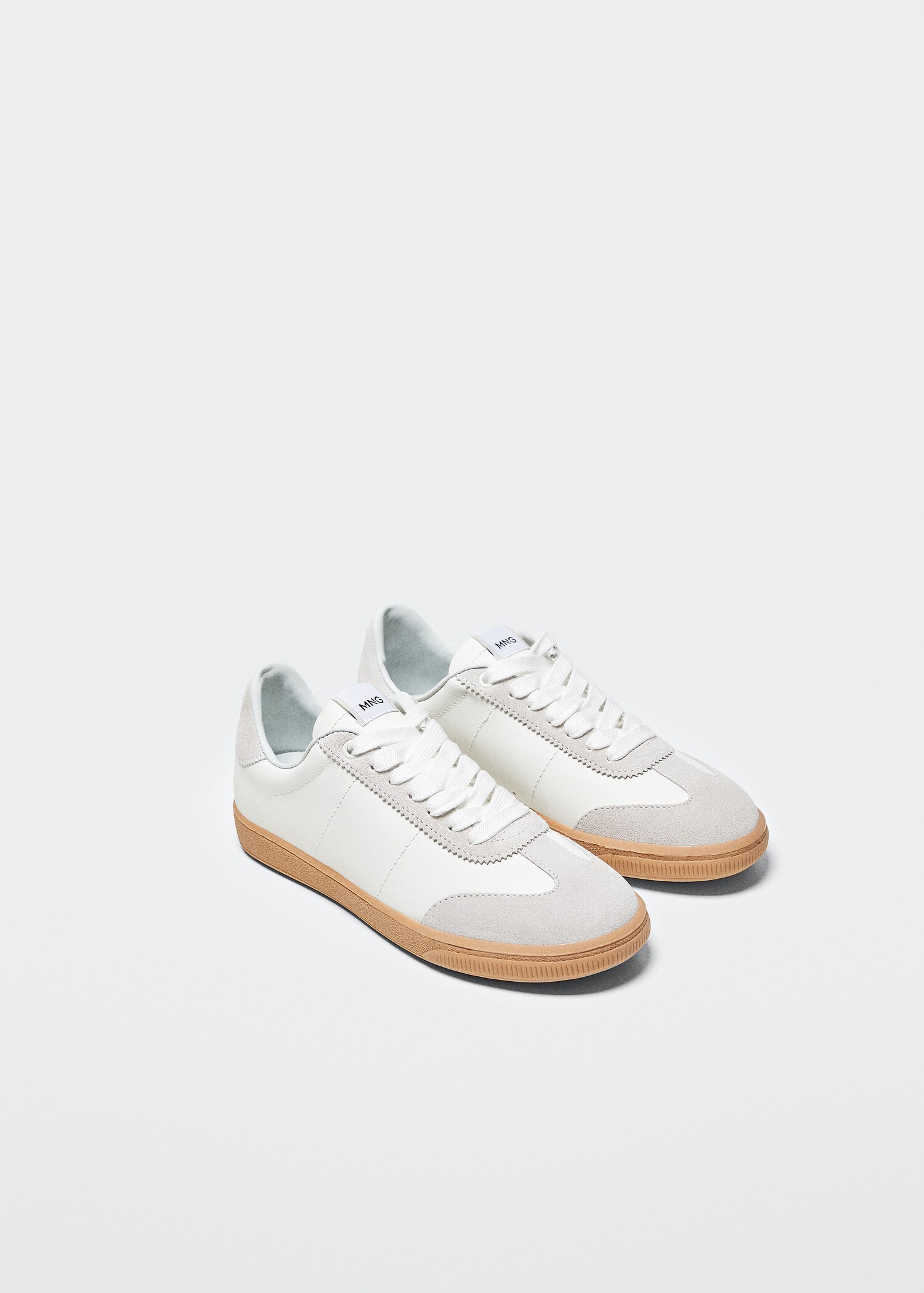 Contrast sole leather sport shoes - Medium plane