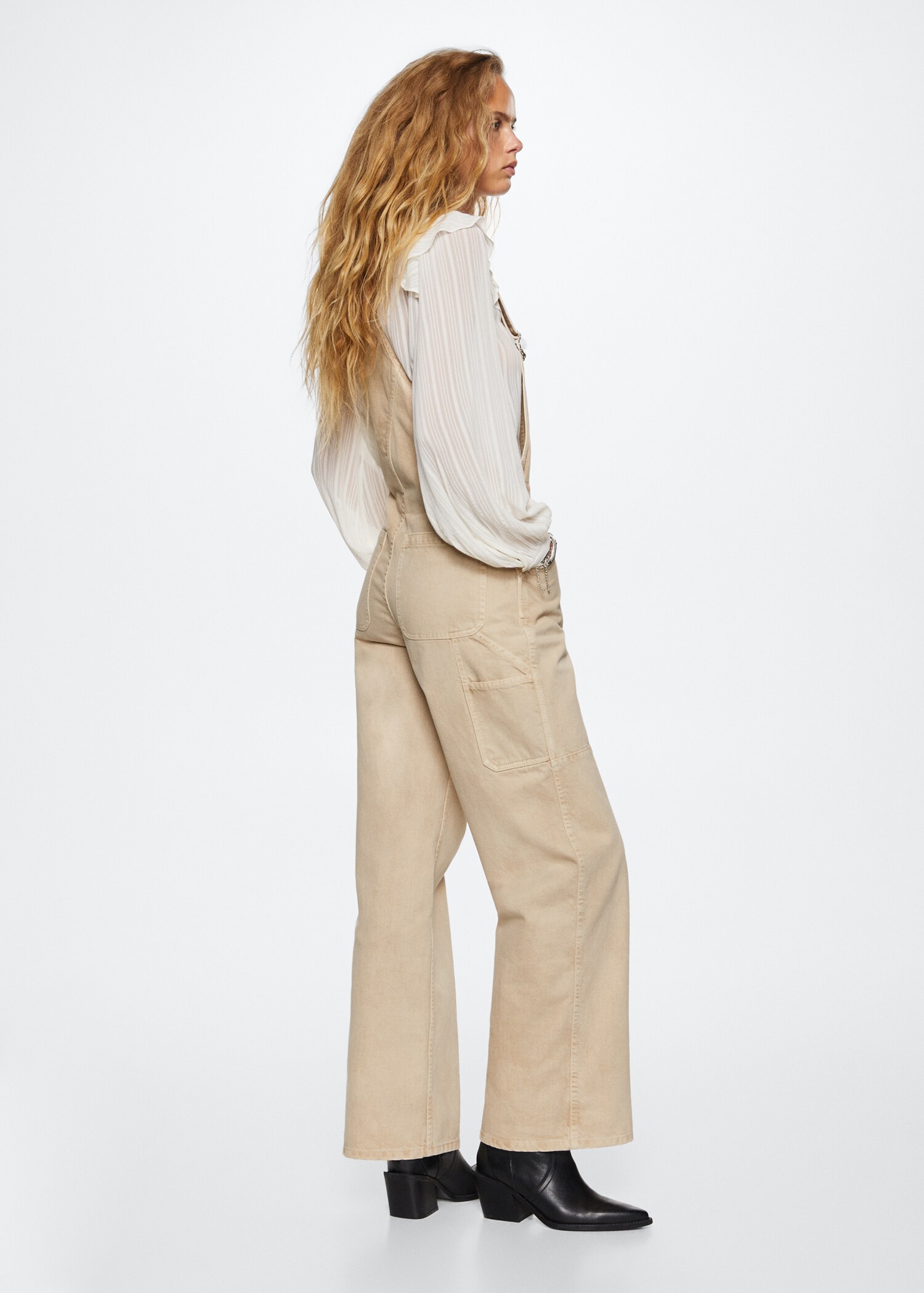 Long denim dungarees - Reverse of the article