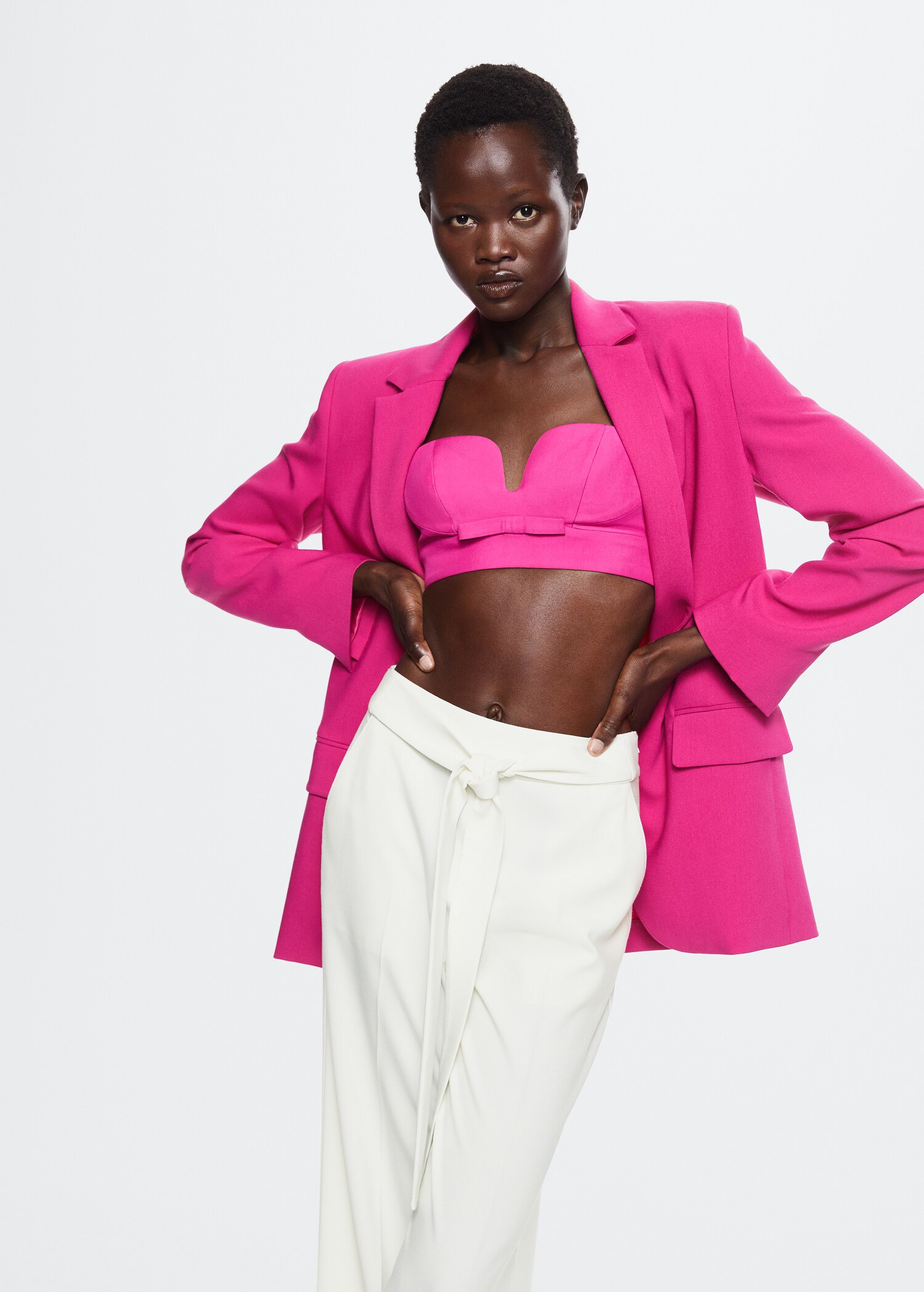 Flowy straight-fit trousers with bow - Details of the article 1