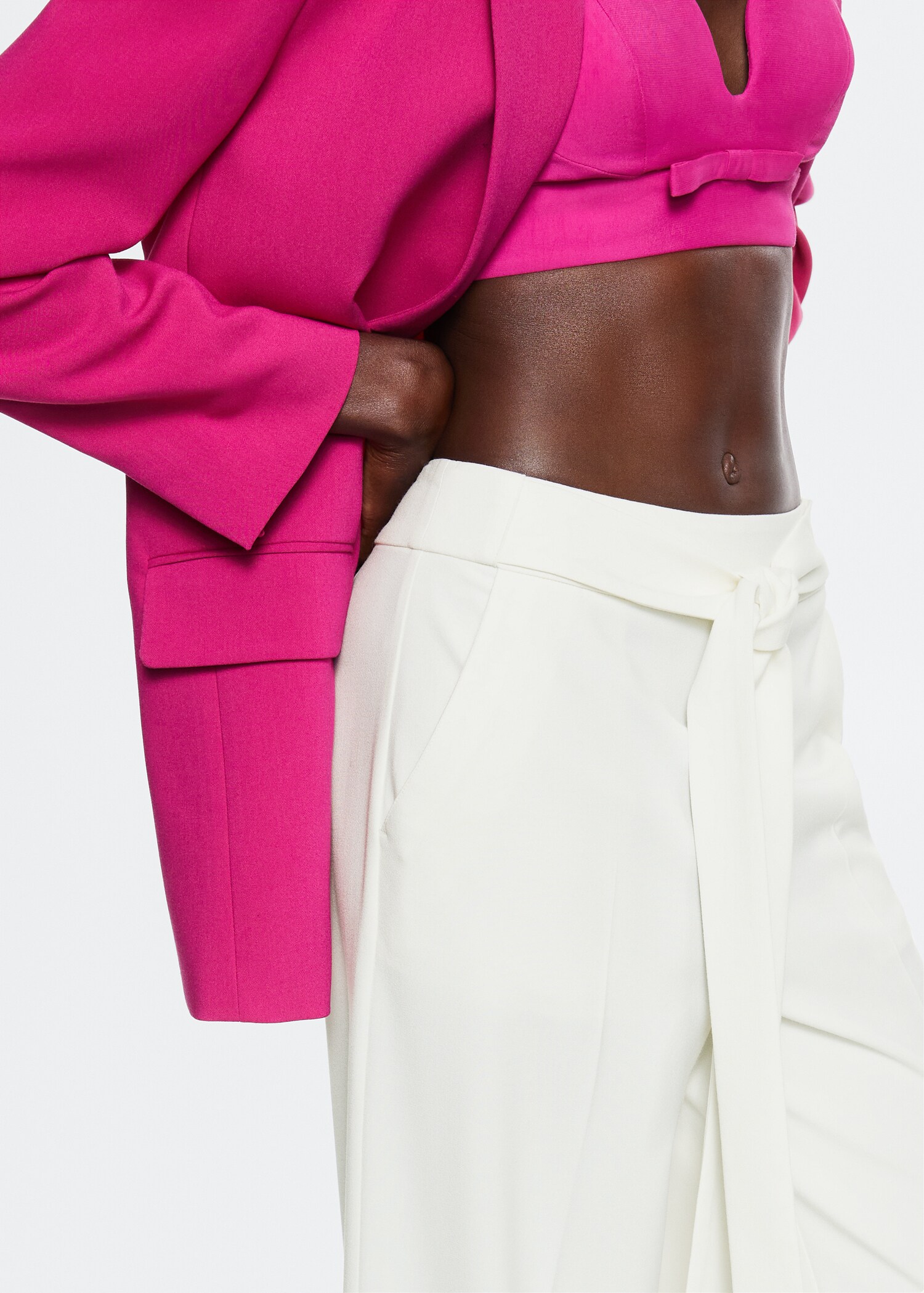 Flowy straight-fit trousers with bow - Details of the article 2