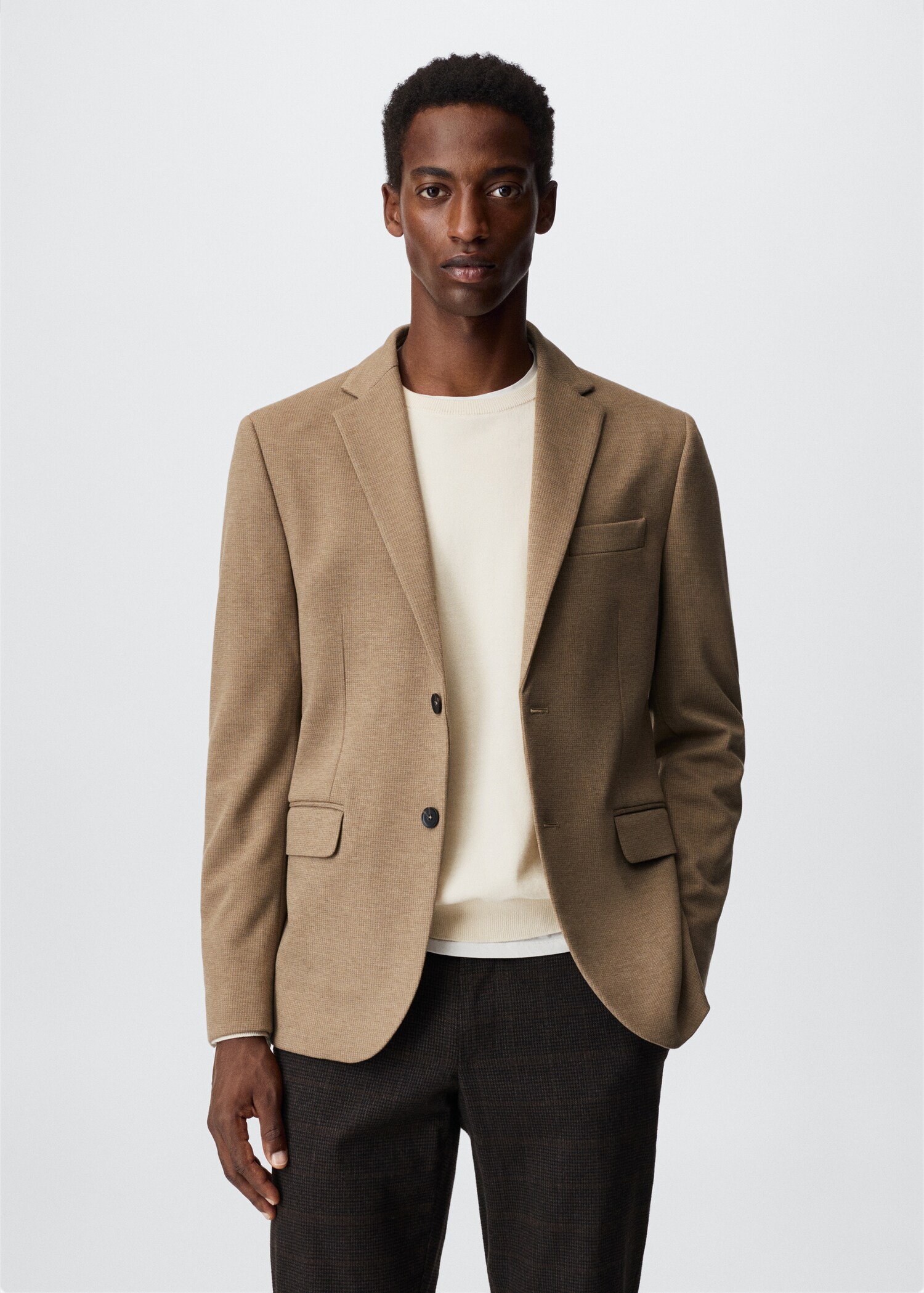 Slim fit cotton blazer - Medium plane