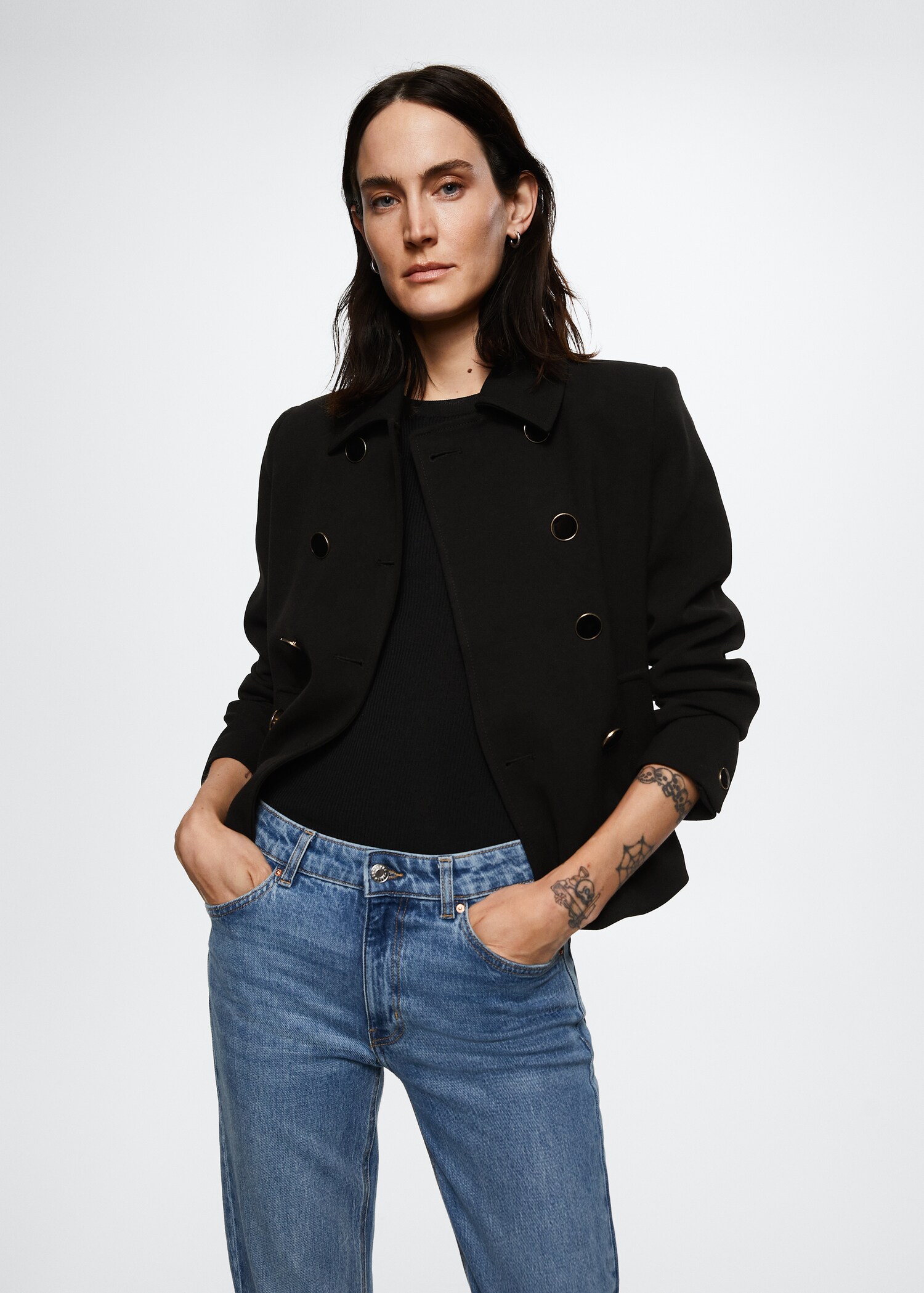 Double-breasted jacket with buttons - Medium plane