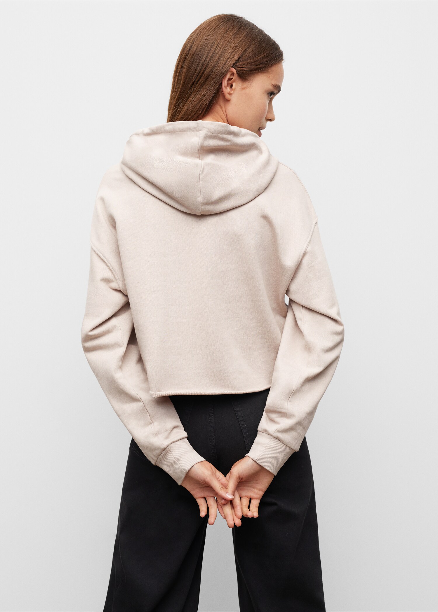 Kort sweatshirt huva - Artikelns baksida