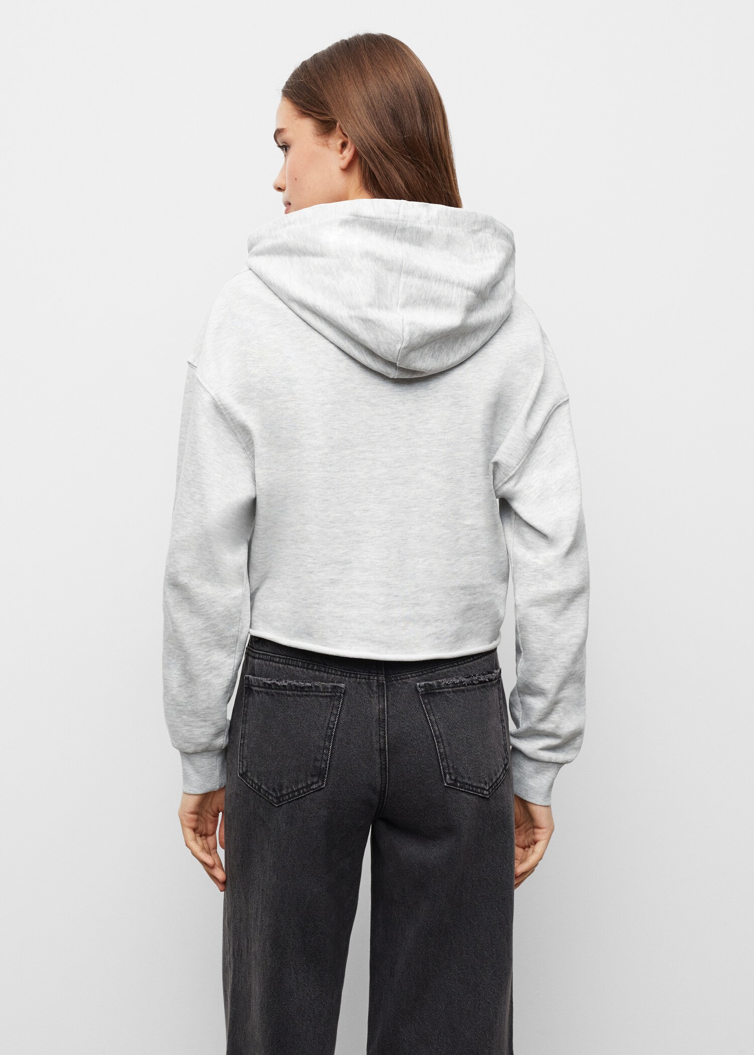 Kort sweatshirt huva - Artikelns baksida