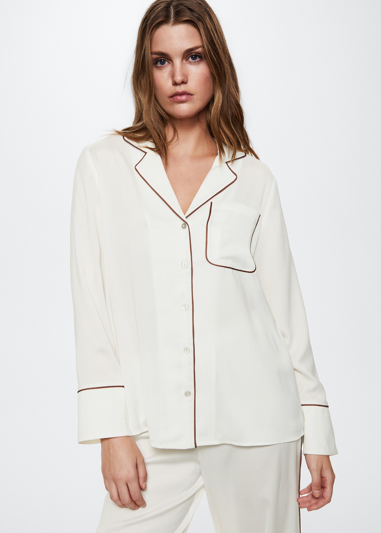 Pyjama shirt with contrast piping - Medium plane