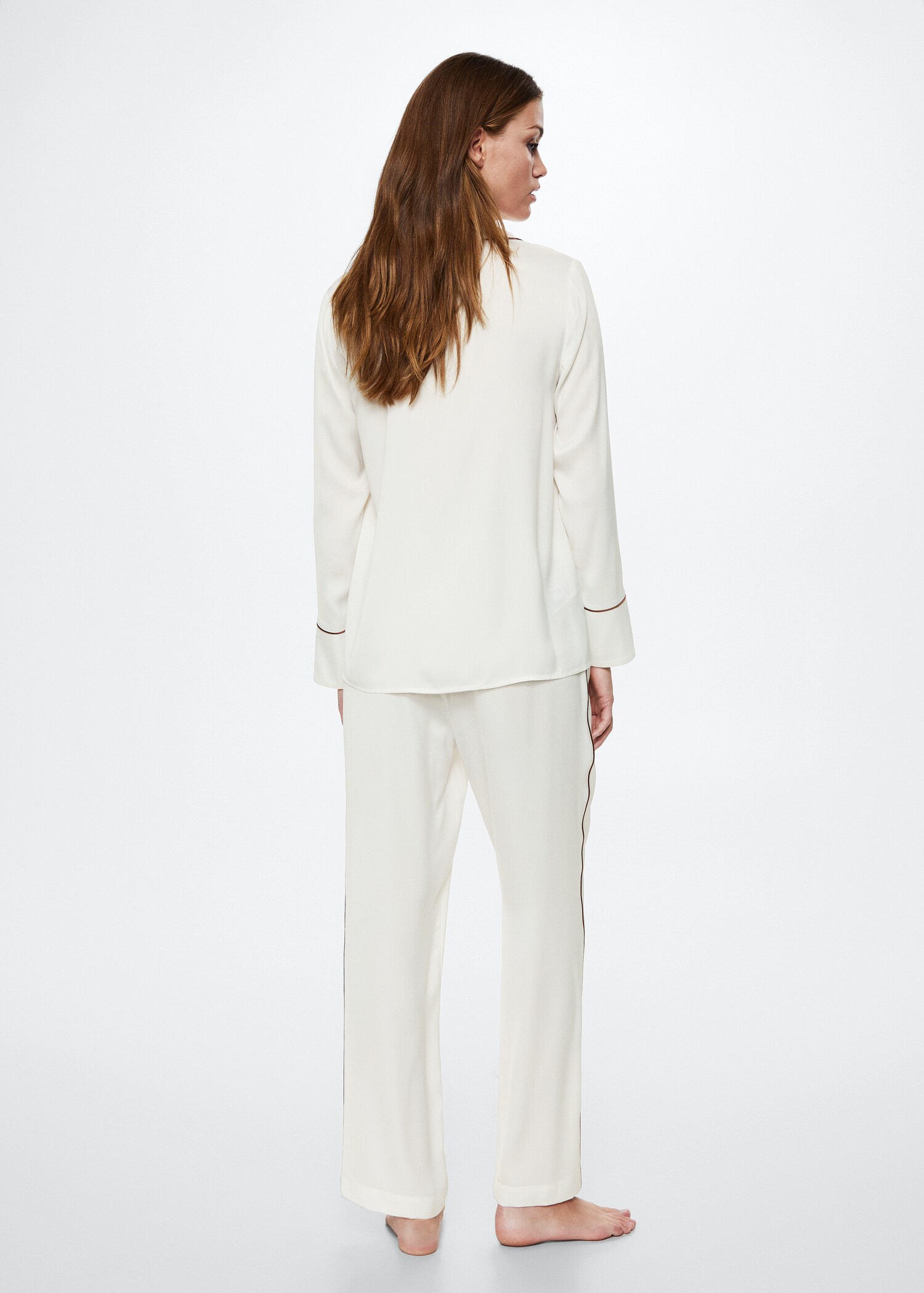 Pyjama shirt with contrast piping - Reverse of the article