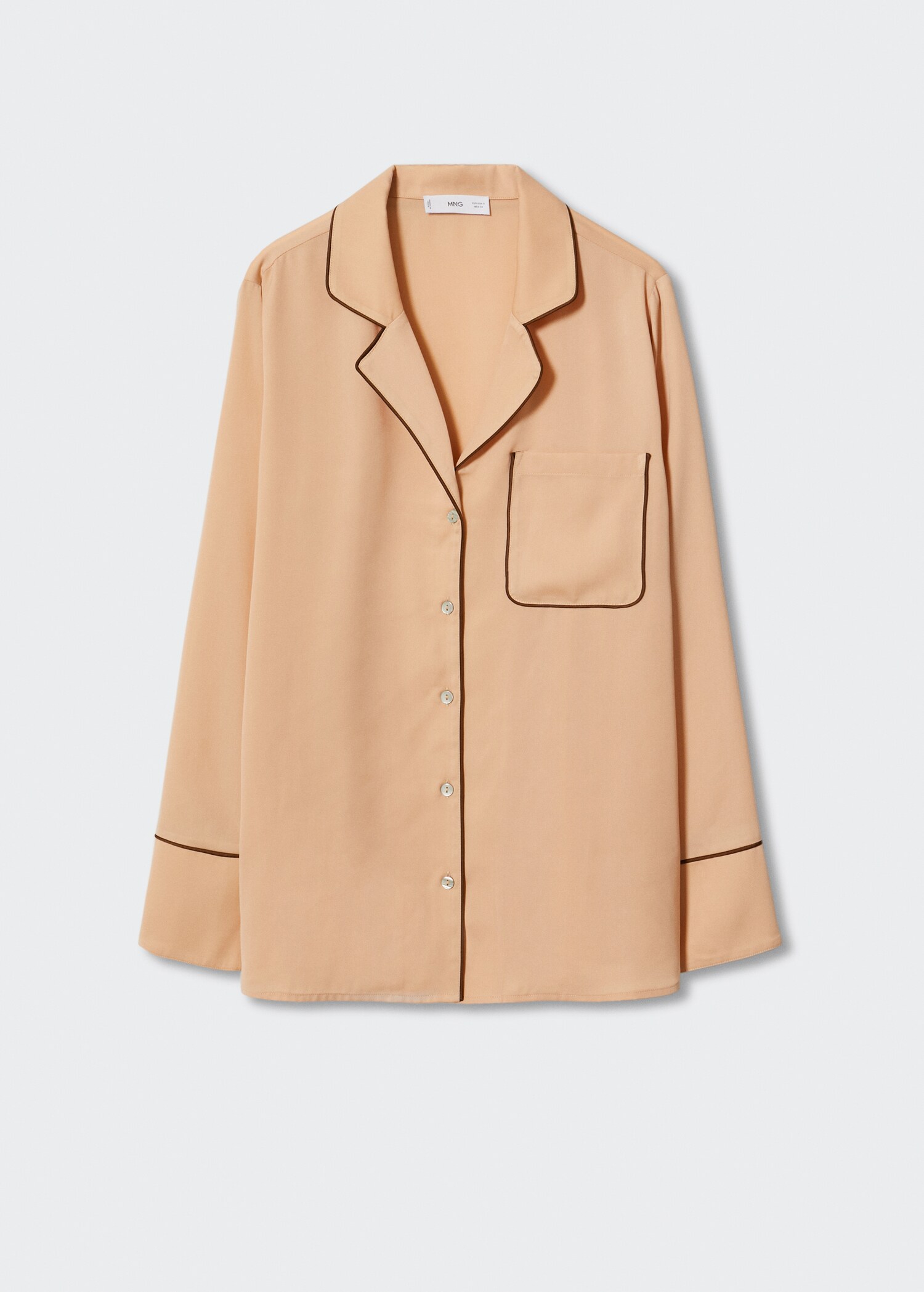 Pyjama shirt with contrast piping - Article without model