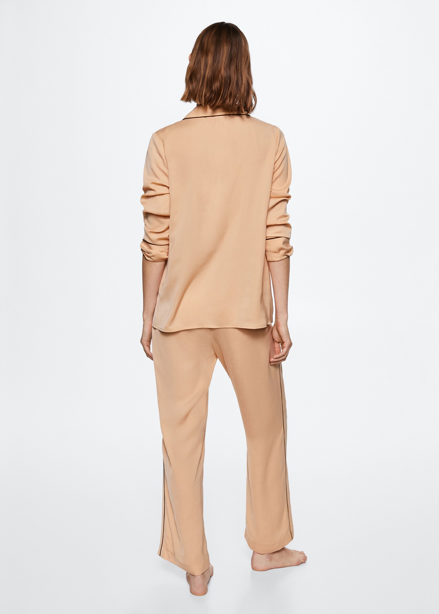 Pyjama shirt with contrast piping - Reverse of the article